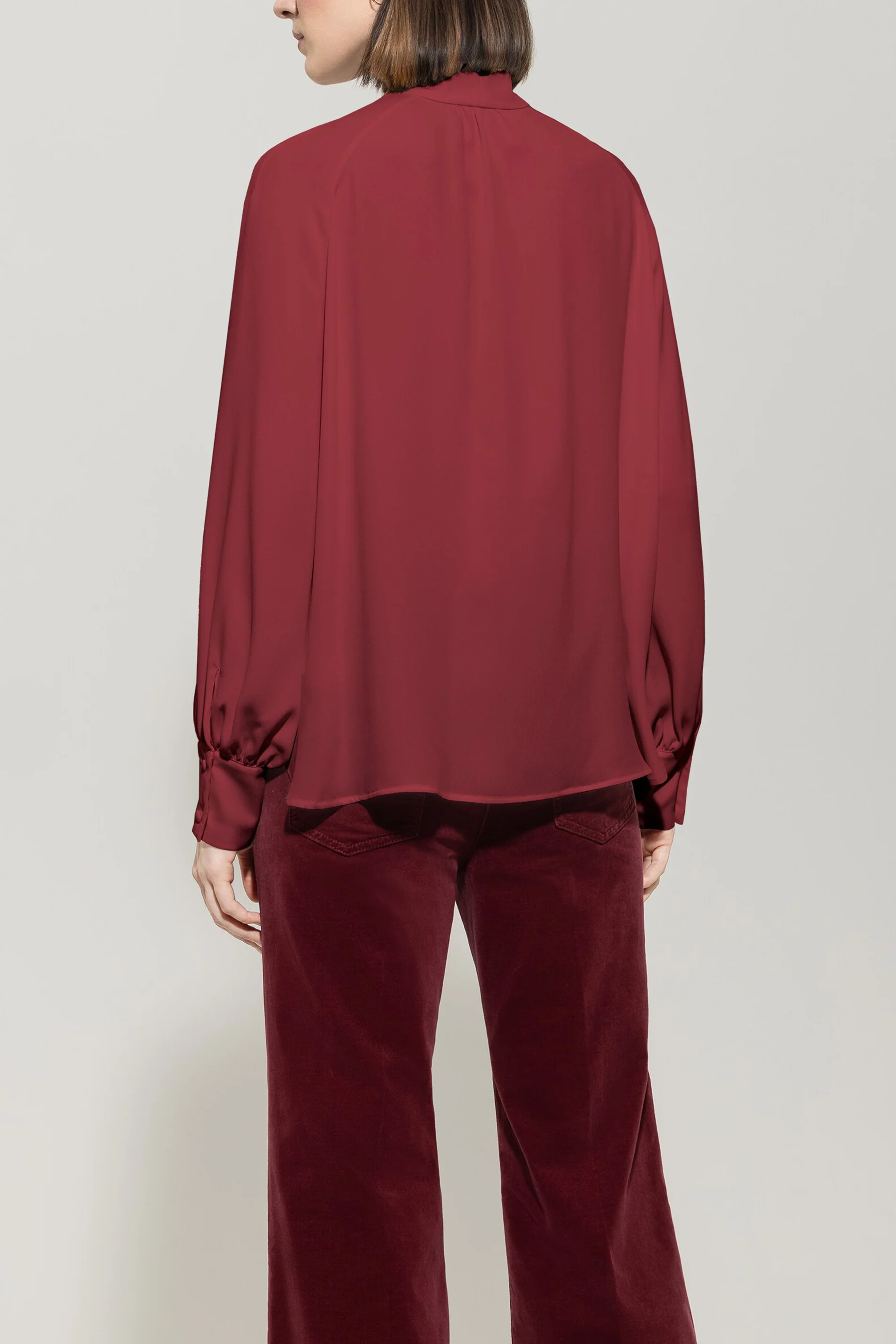 Schluppenbluse aus Seiden-Mix - berry red - Standard - Image 3