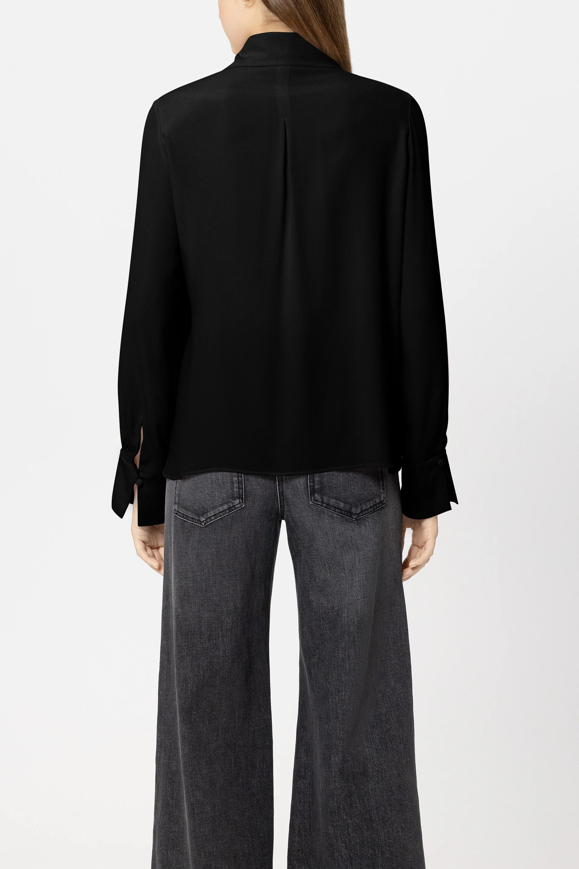 Schluppenbluse aus Seiden-Mix - pure black - Standard - Image 3