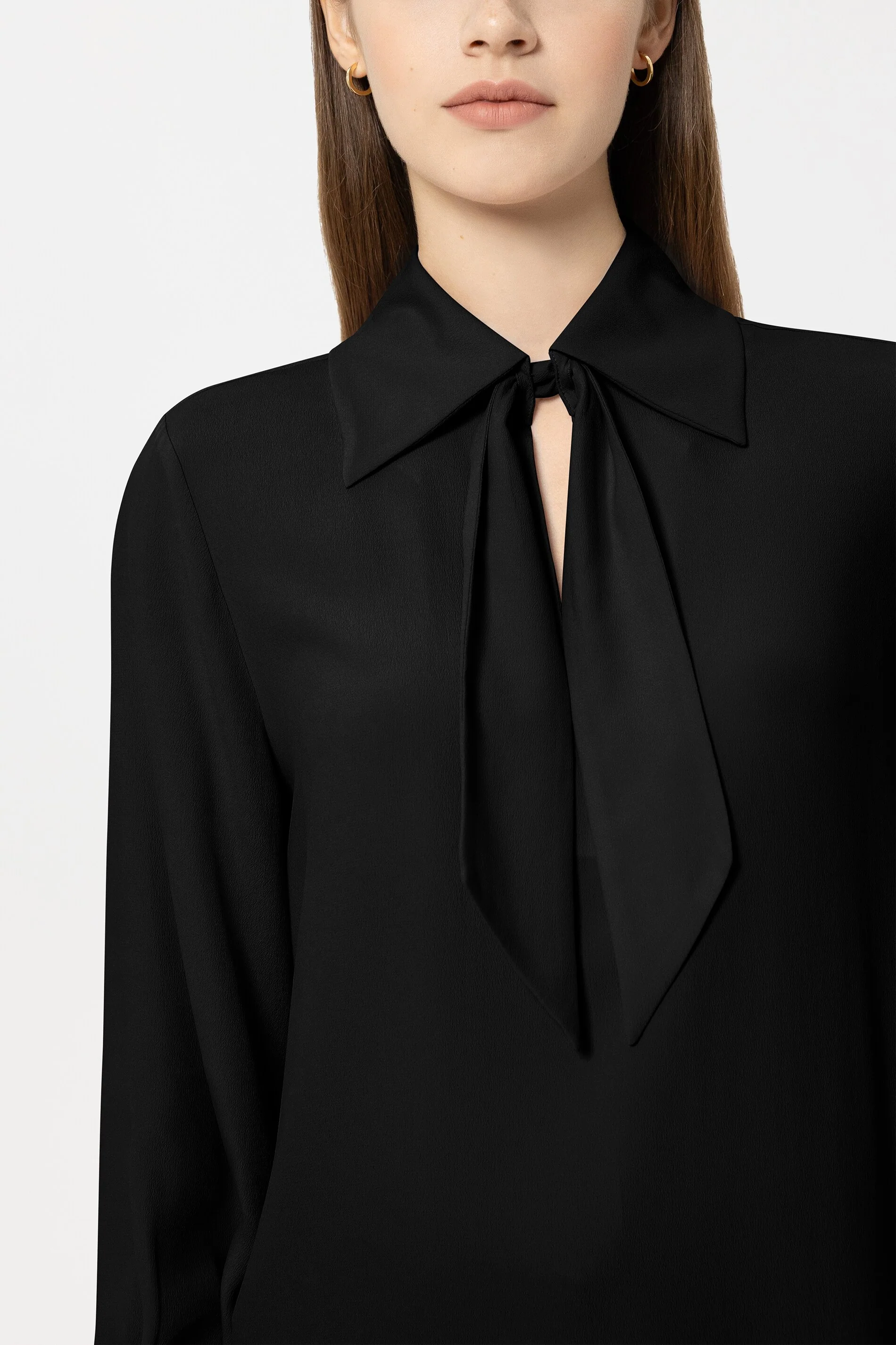 Schluppenbluse aus Seiden-Mix - pure black - Standard - Image 4