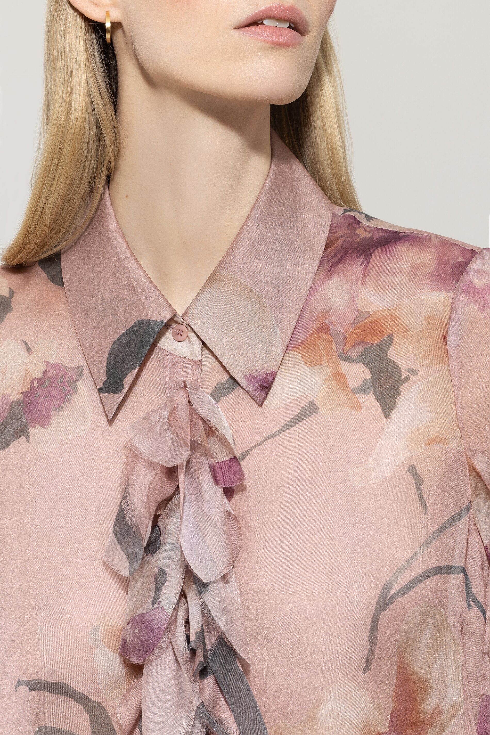 Seidenbluse mit Flower-Print - multi - mit Rüsche - Image 4