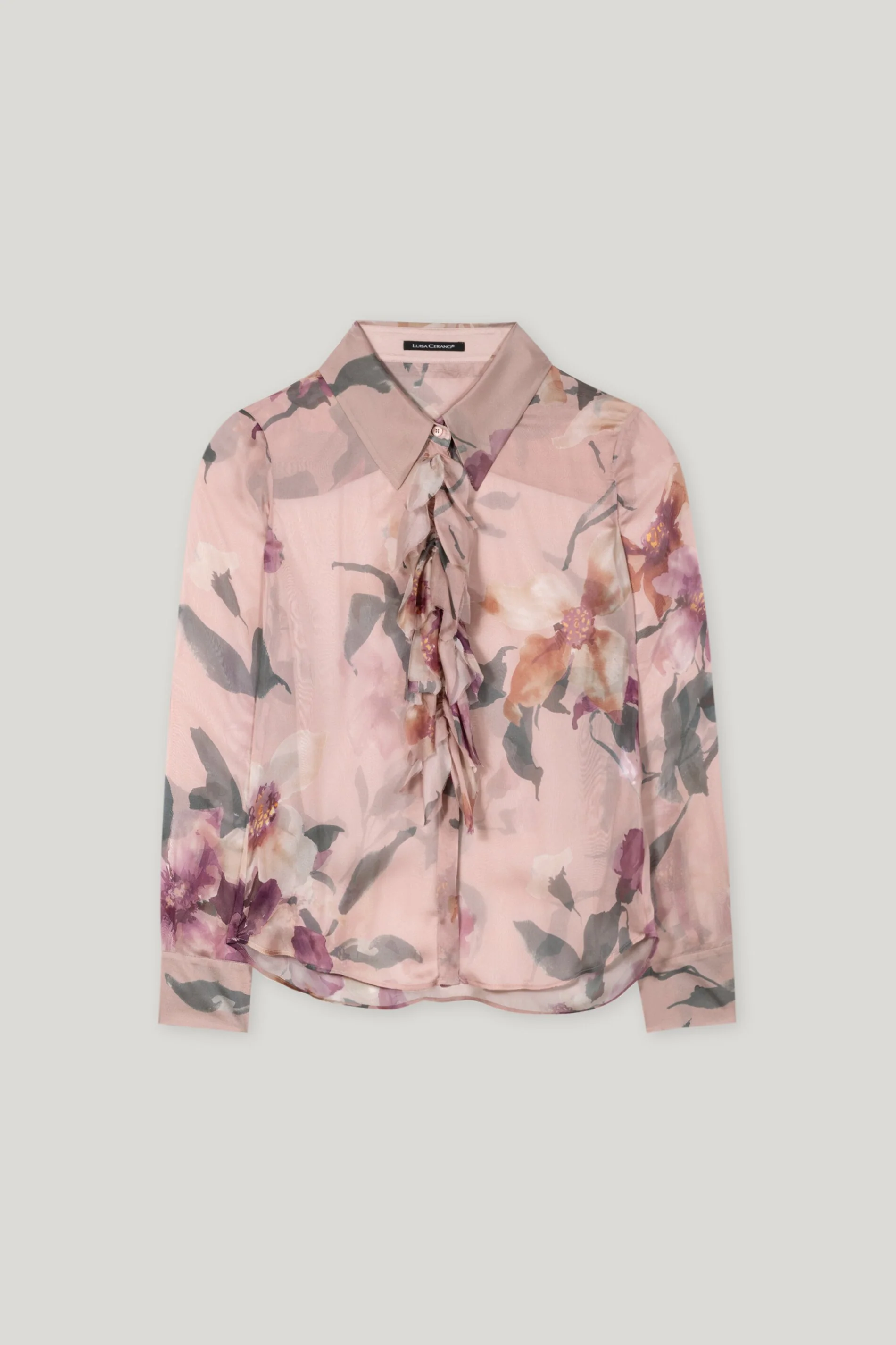 Seidenbluse mit Flower-Print - multi - mit Rüsche - Image 5