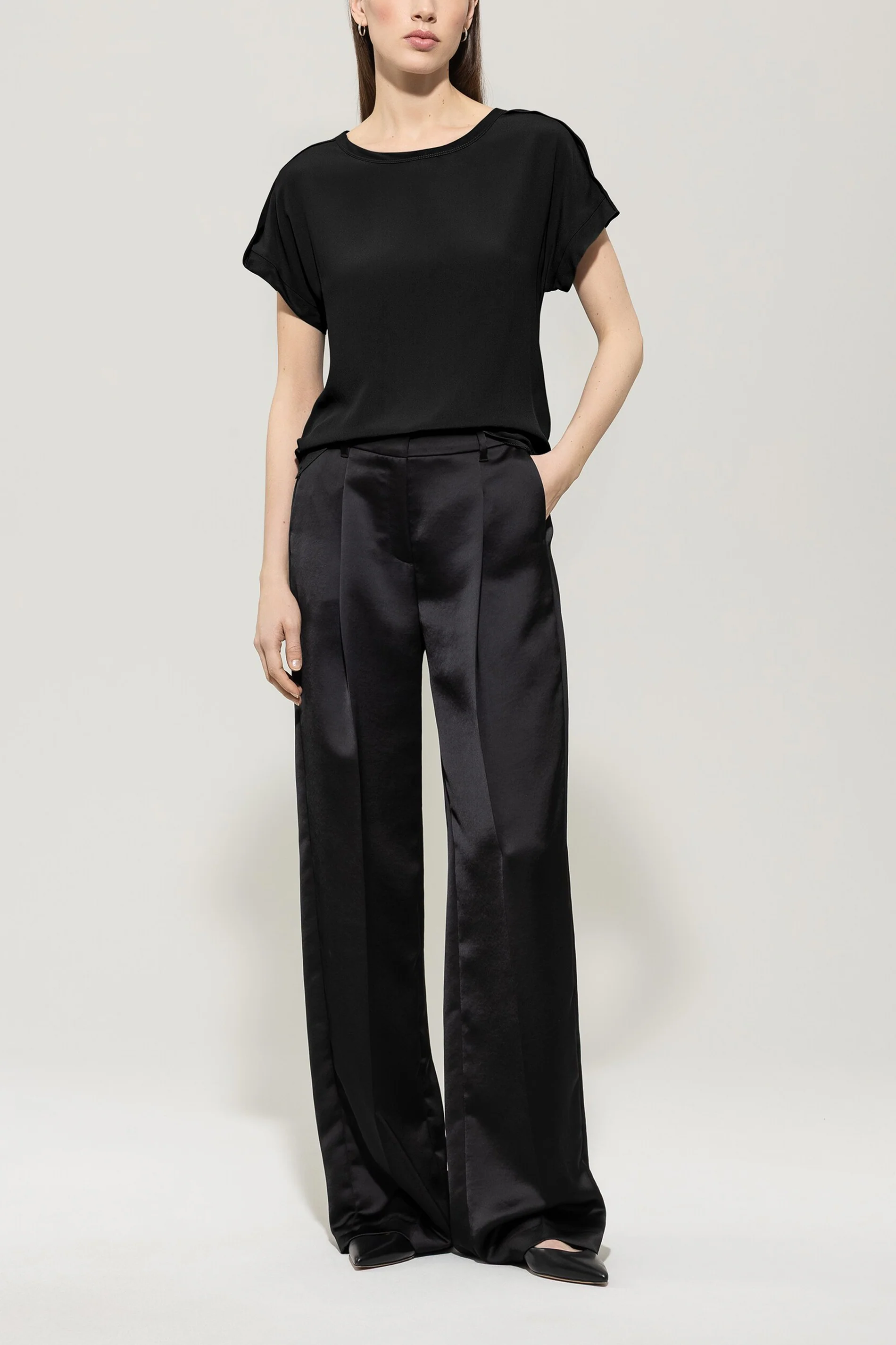 Shirt aus Seiden-Mix - deep black - Standard