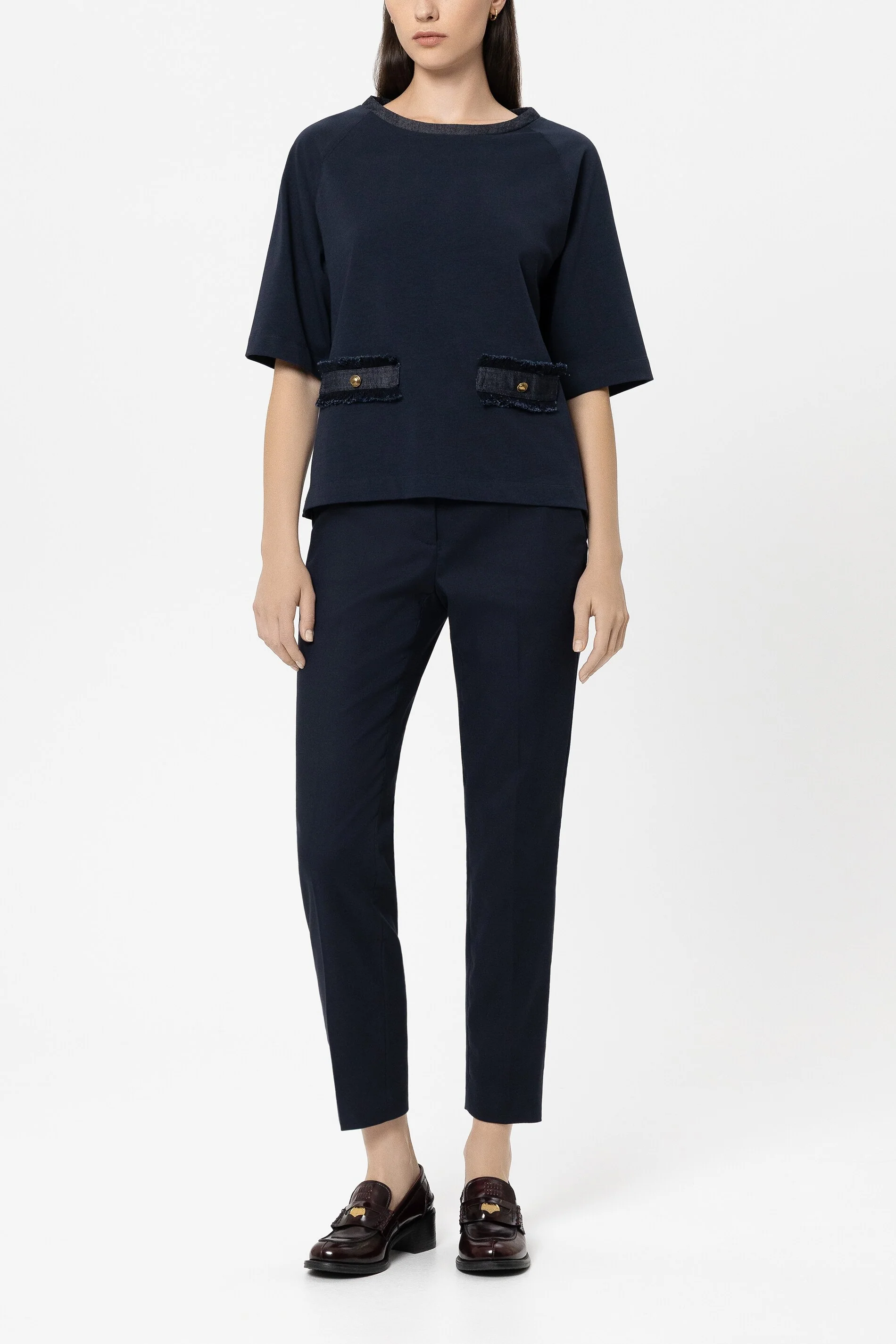 Shirt mit Denim-Patch - navy blue - Standard