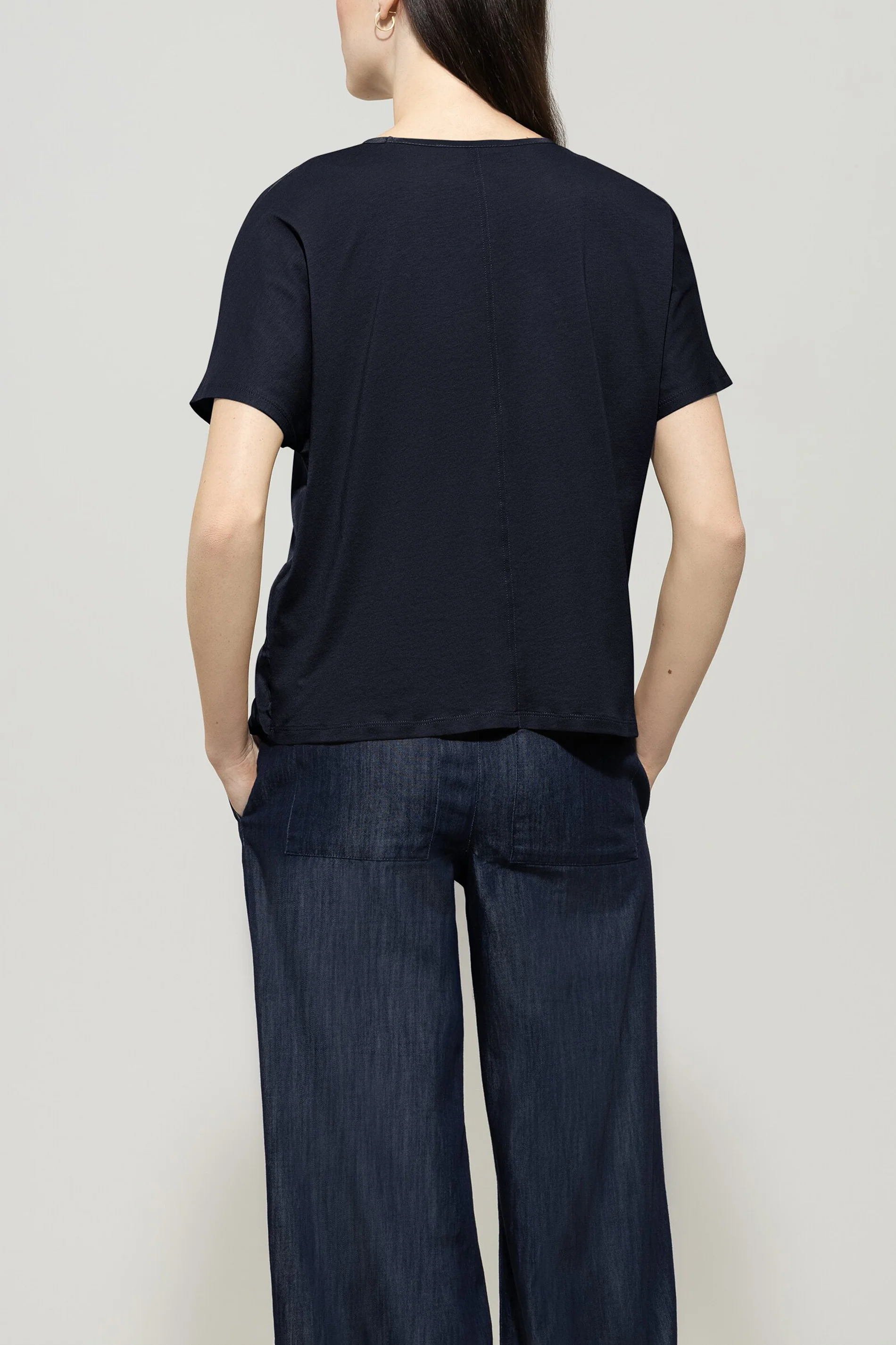 V-neck T-shirt - dark blue - with tape - Image 3