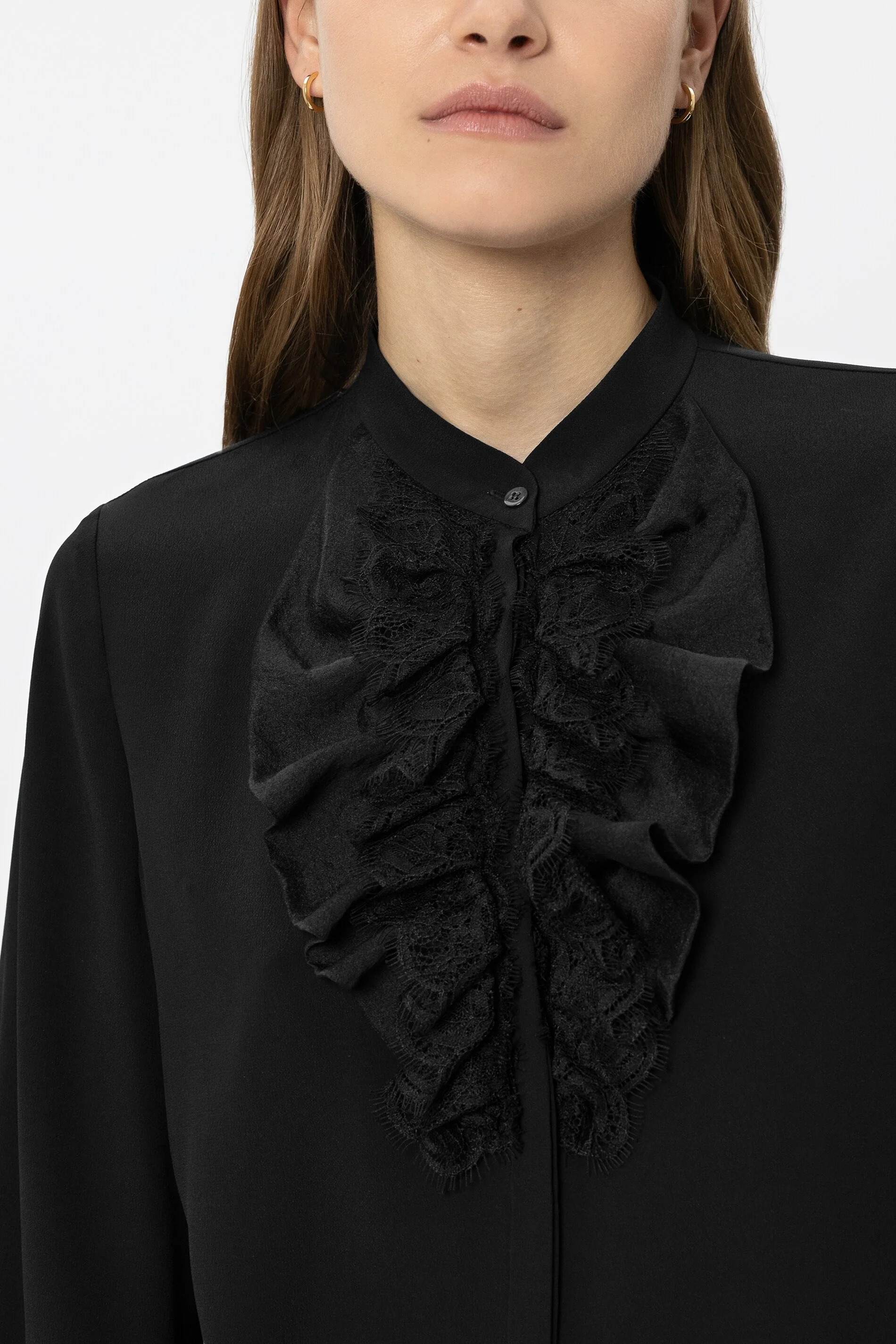 Spitzenbluse aus Seiden-Mix - pure black - Standard - Image 4