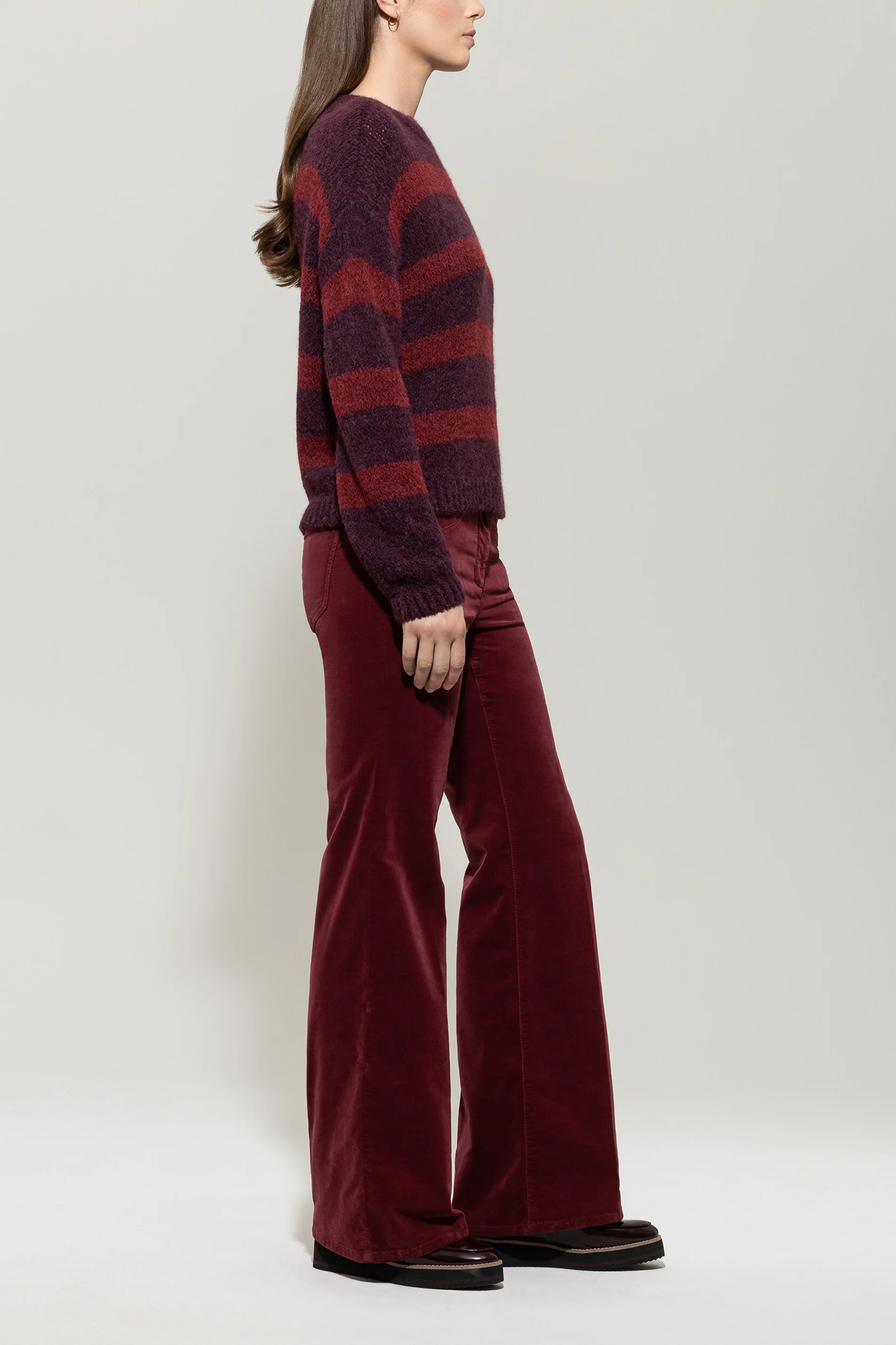 Streifen-Pulli aus Alpaka-Mix - burgundy / berry red - Standard - Image 2