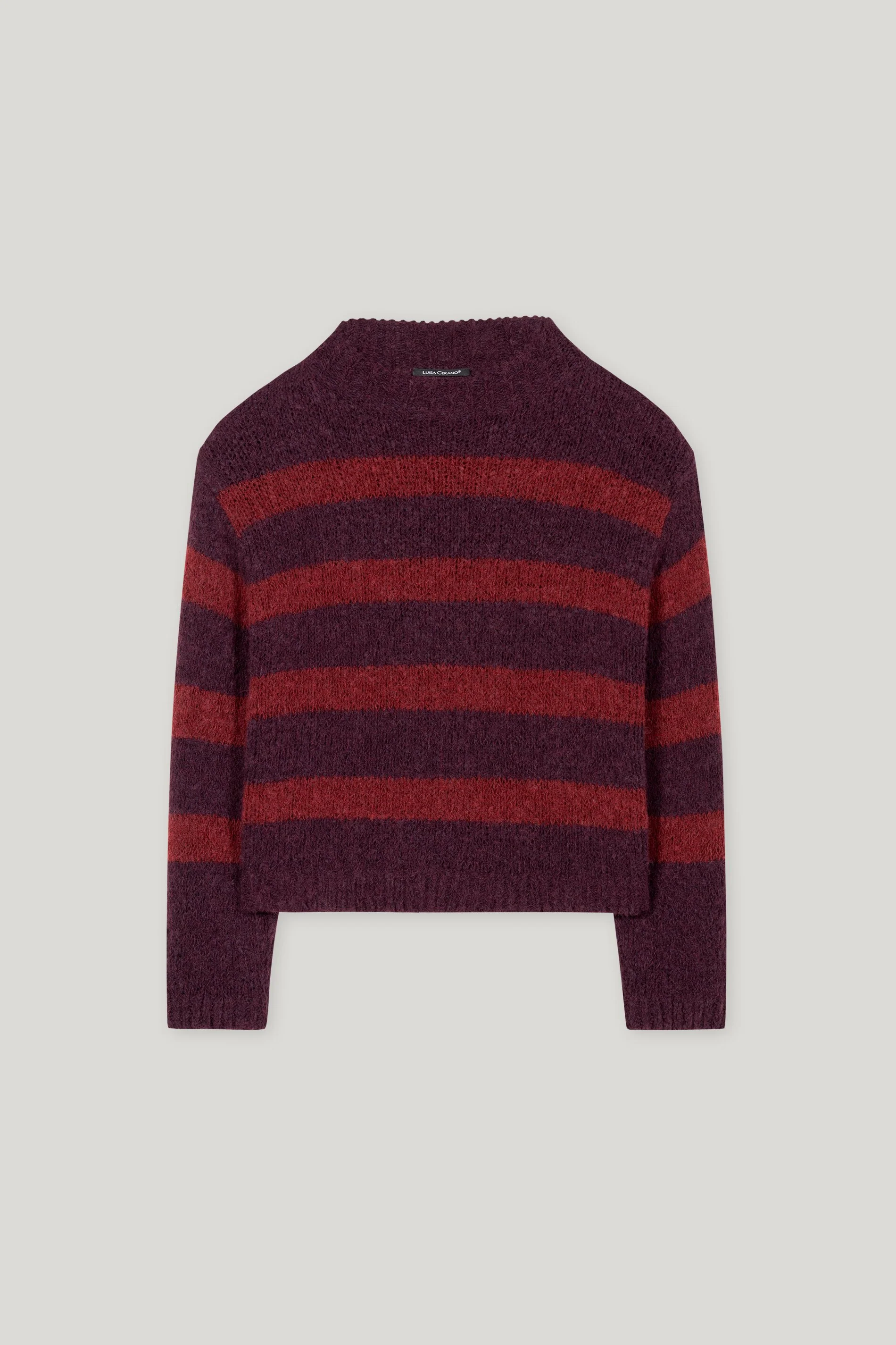 Streifen-Pulli aus Alpaka-Mix - burgundy / berry red - Standard - Image 5