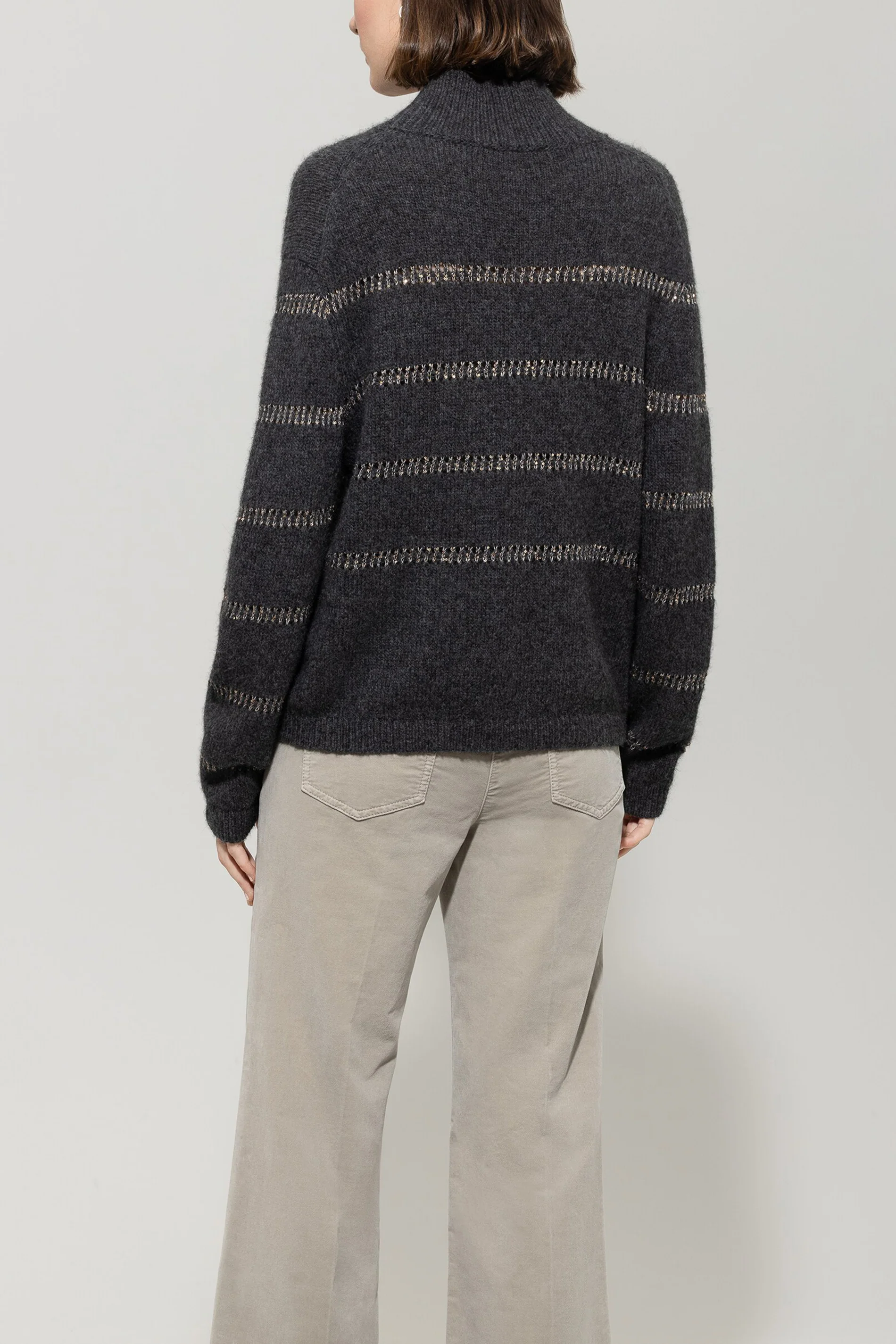 Streifen-Pulli aus Alpaka-Mix - urban grey - Standard - Image 3