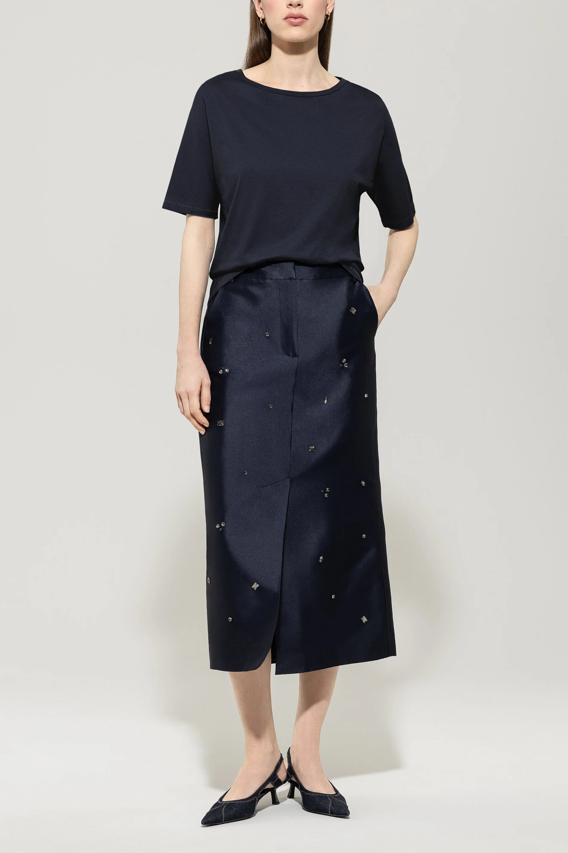 Cotton blend T-shirt - dark blue - standard