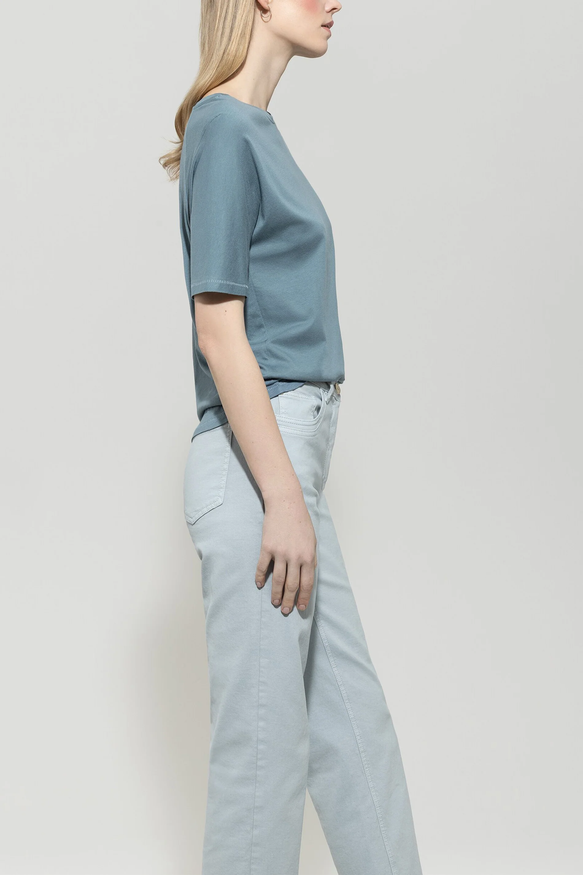 Cotton blend T-shirt - greyish blue - standard - Image 2