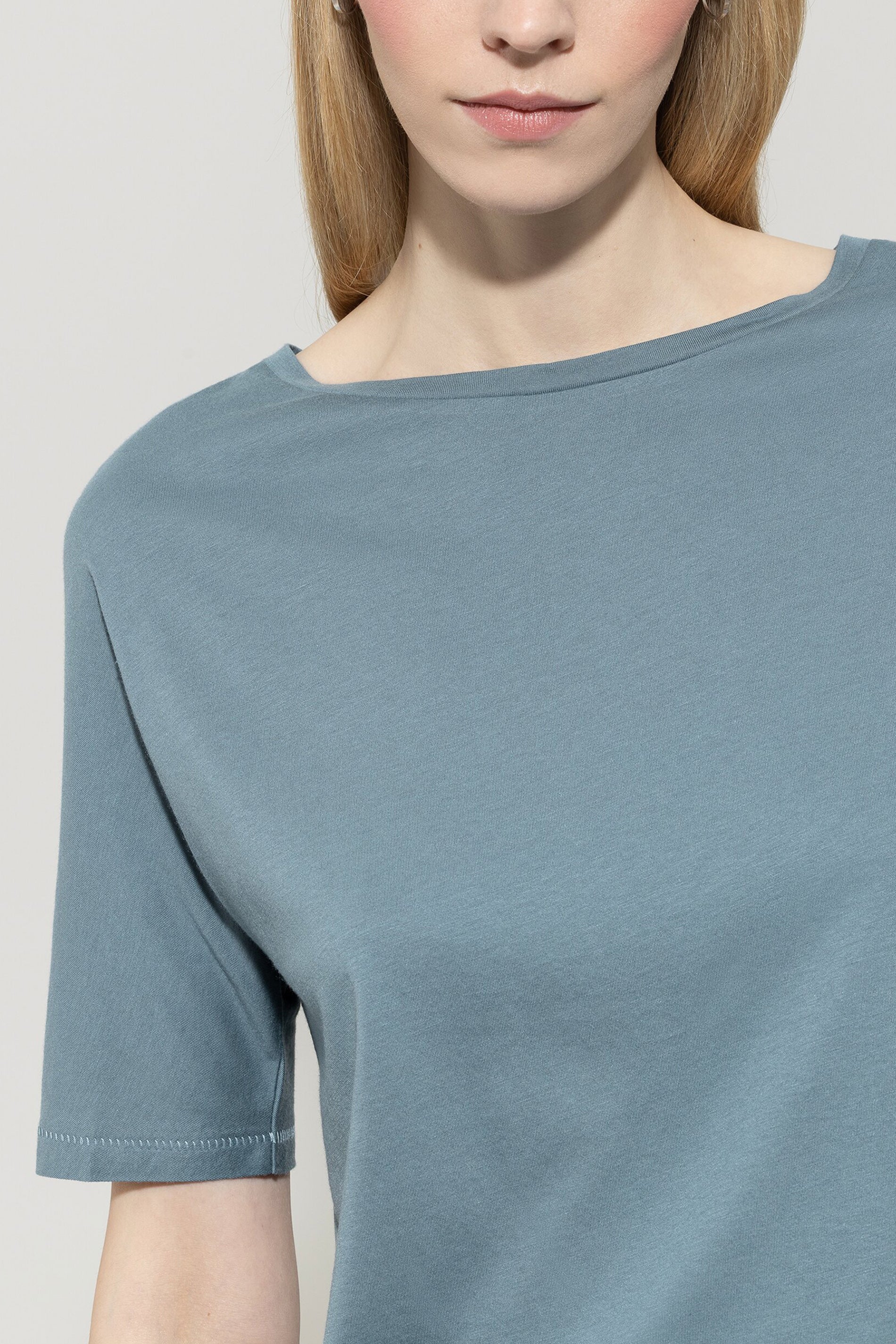 Cotton blend T-shirt - greyish blue - standard - Image 4