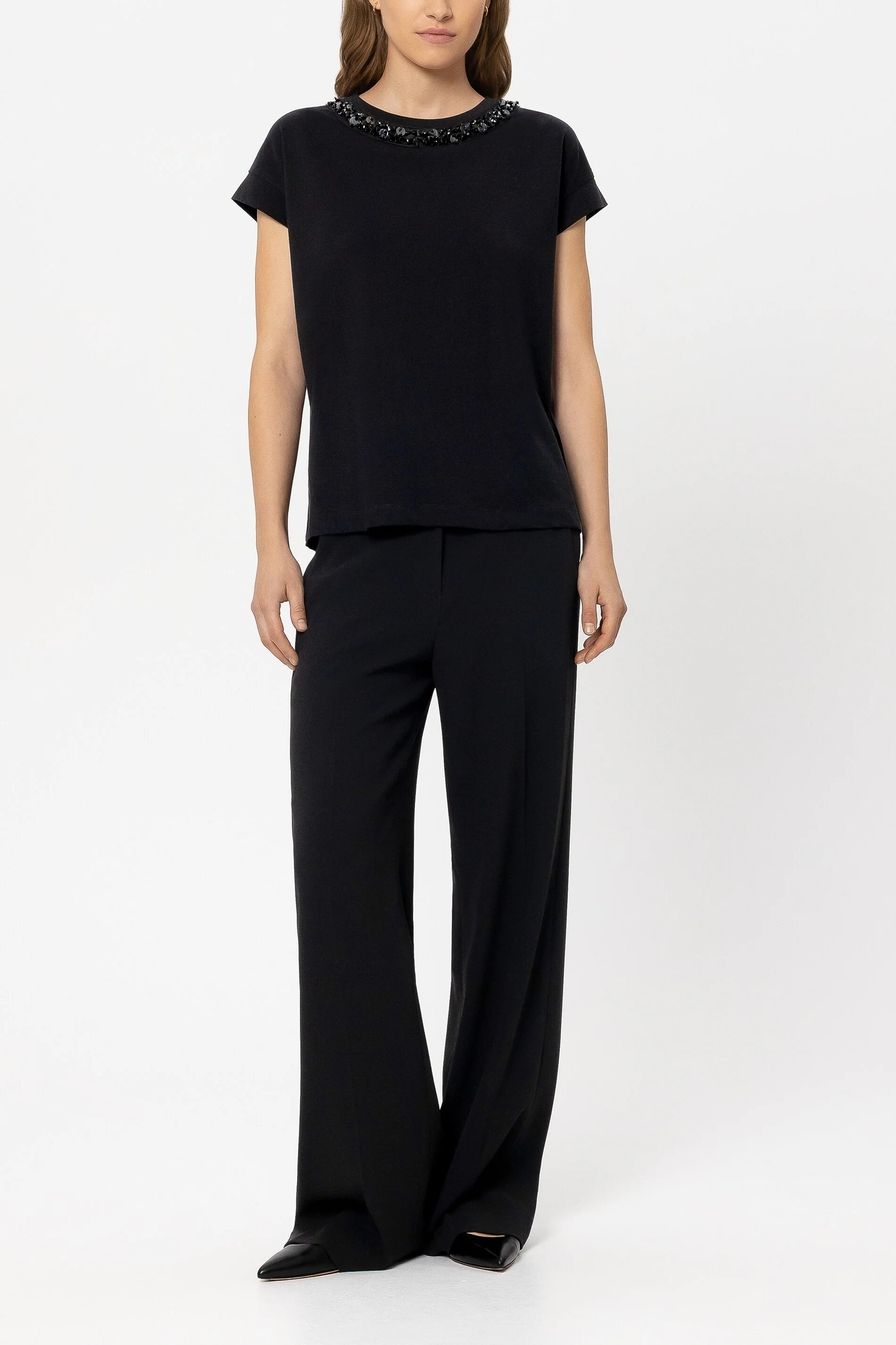 T-Shirt mit Schmucksteinen - black - Standard