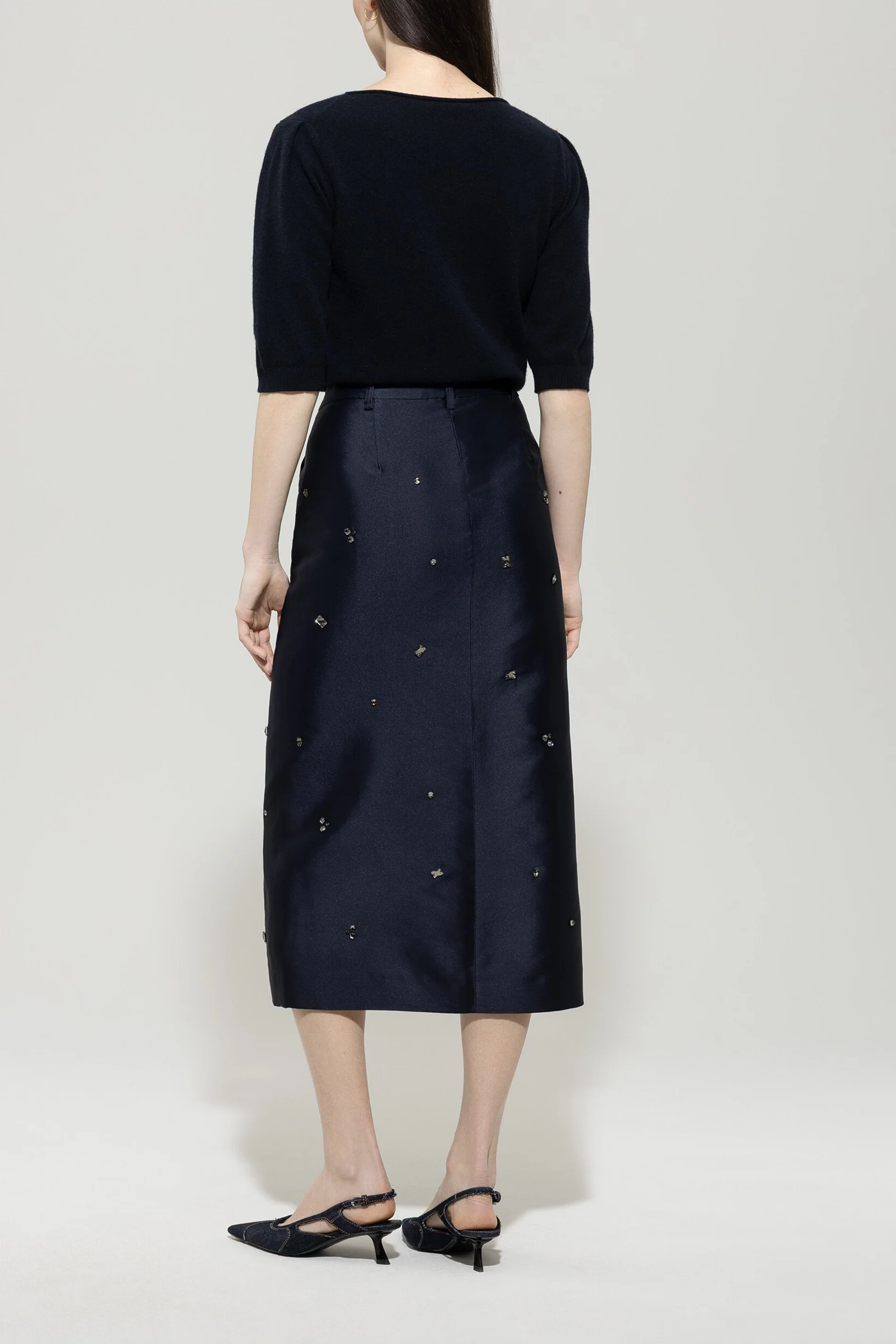 Taft-Rock - dark blue - mit Stickerei / Straß - Image 3