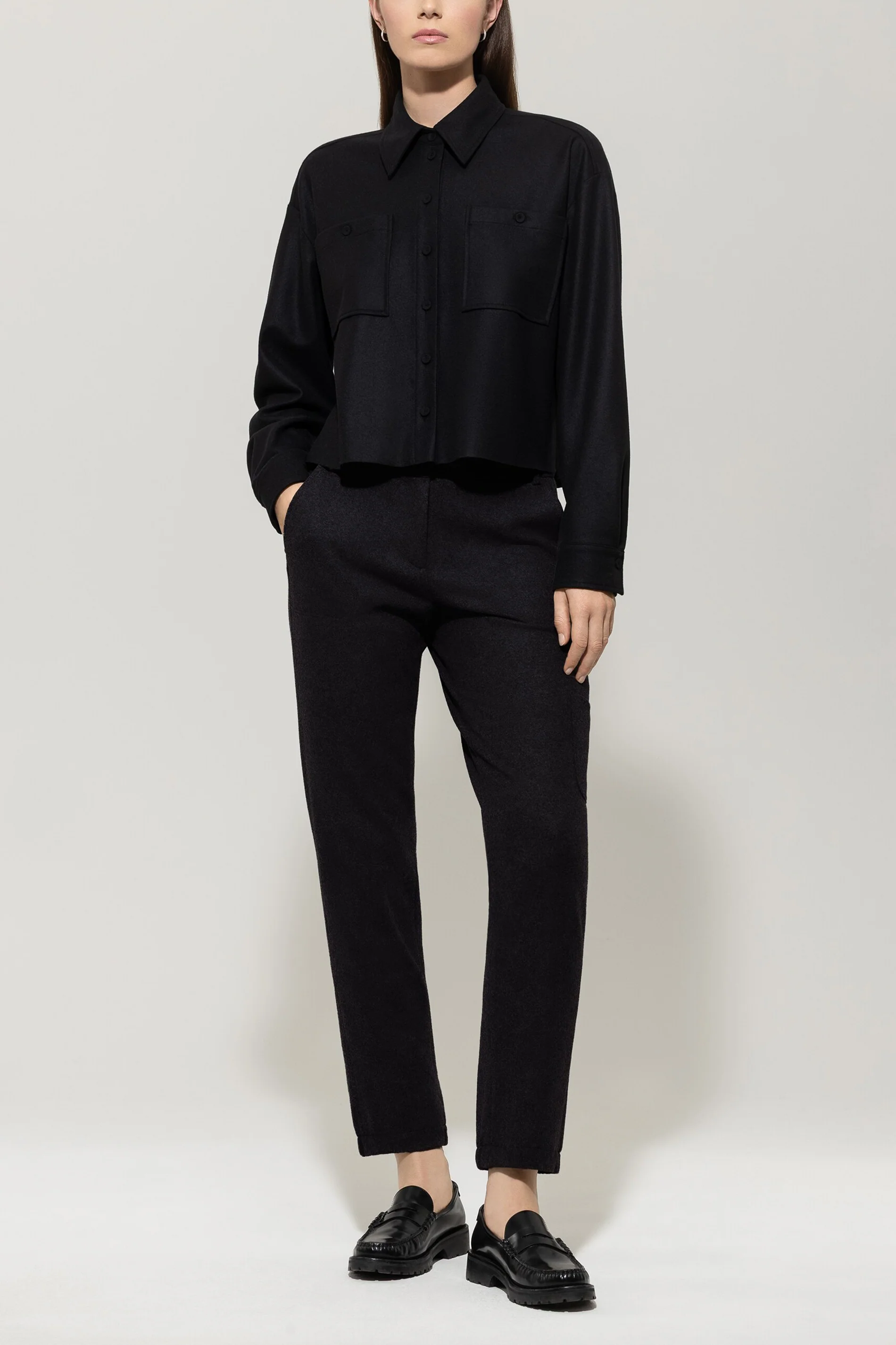 Tapered-Flanell-Joggpants - deep black - Standard