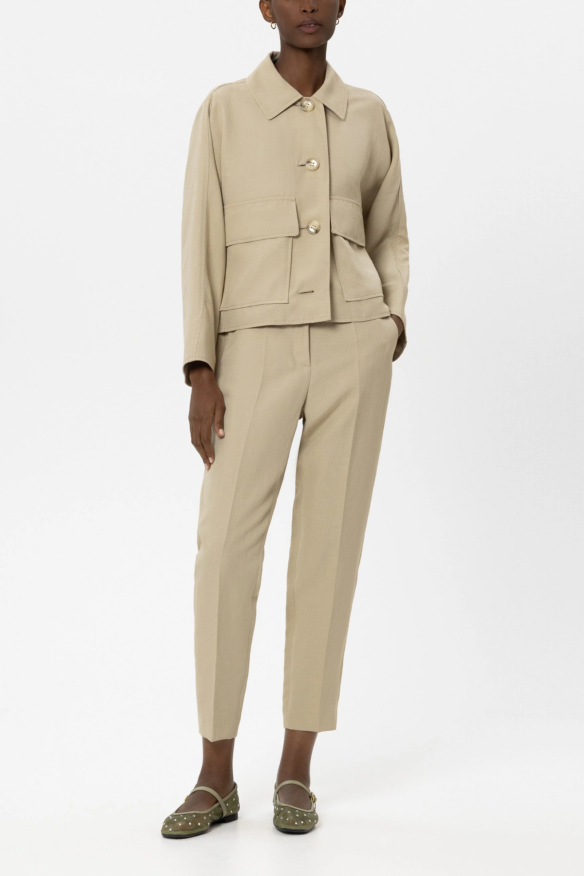 Tapered-Pants aus Leinen-Mix - sand - Standard