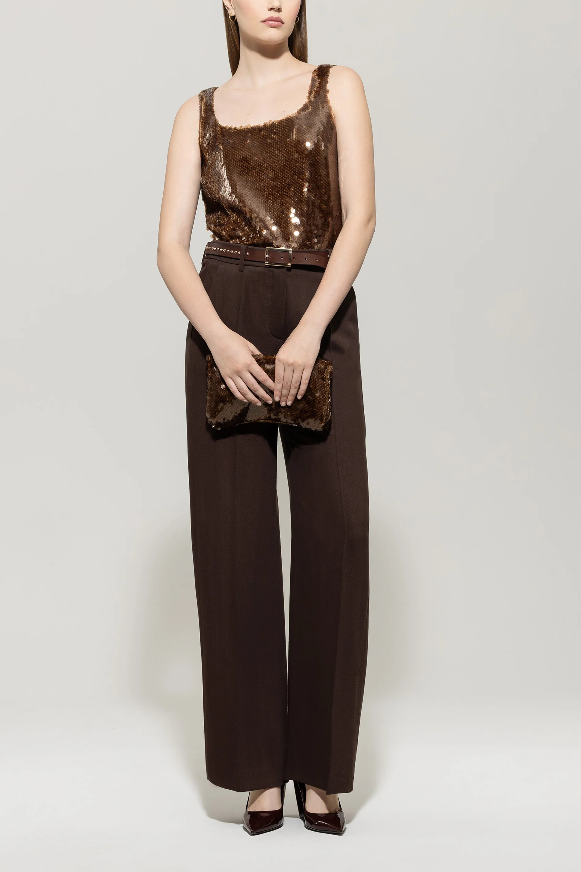 Top mit Pailletten - walnut - Standard