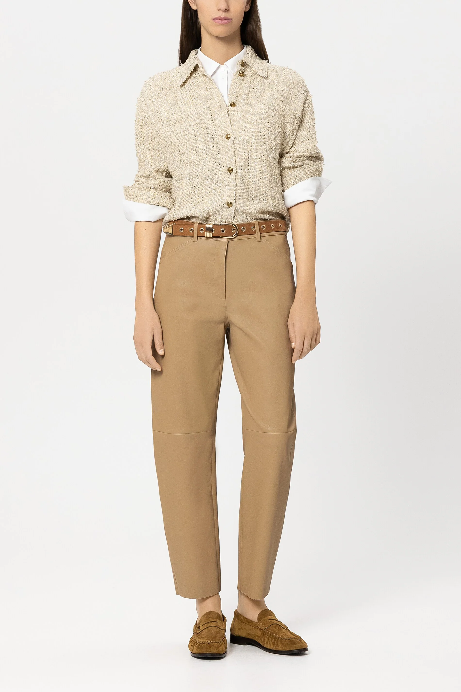 Tweed-Hemdjacke - light camel - Standard