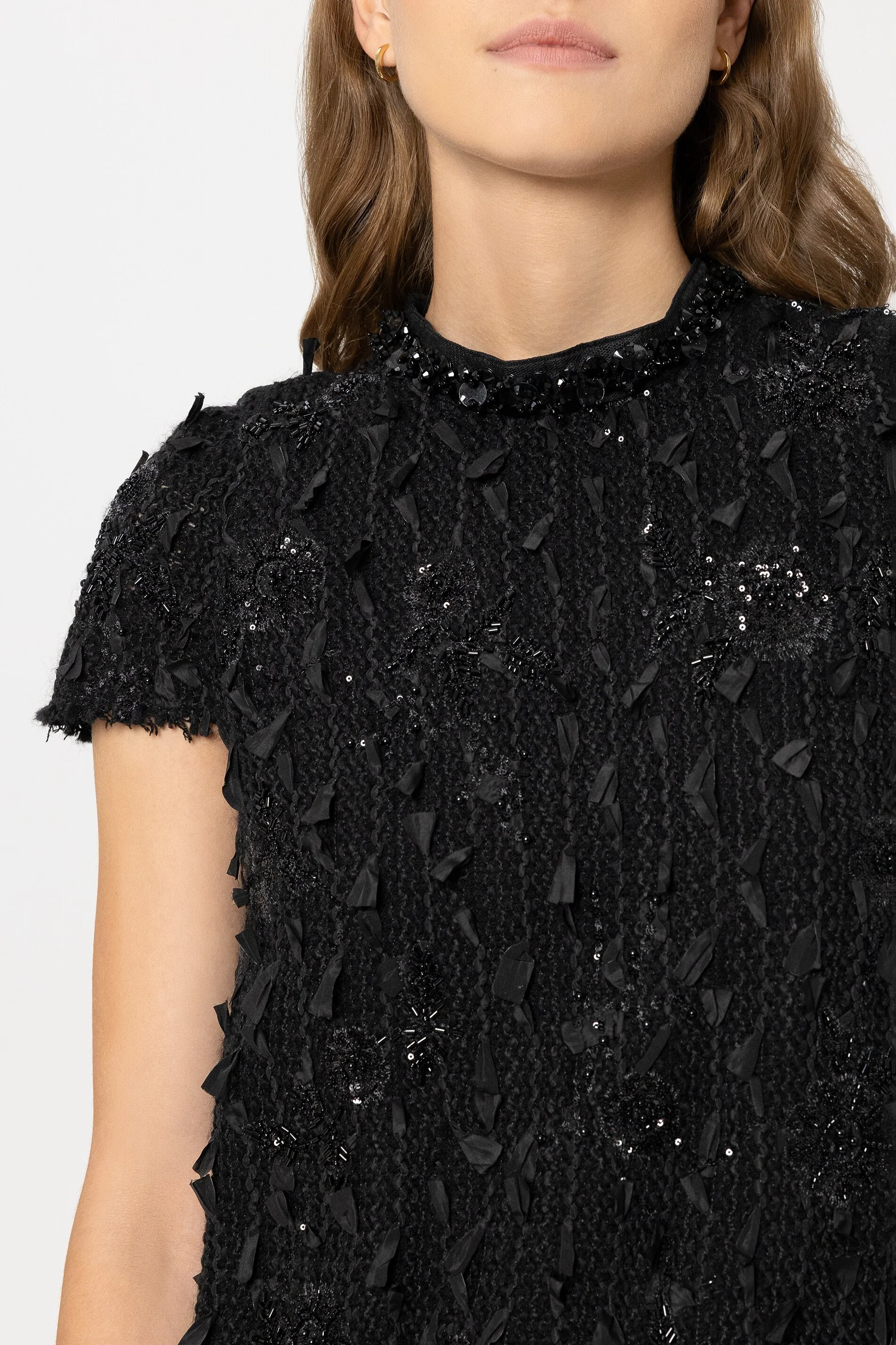 Tweed-Shiftdress mit Perlen - black - Standard - Image 4