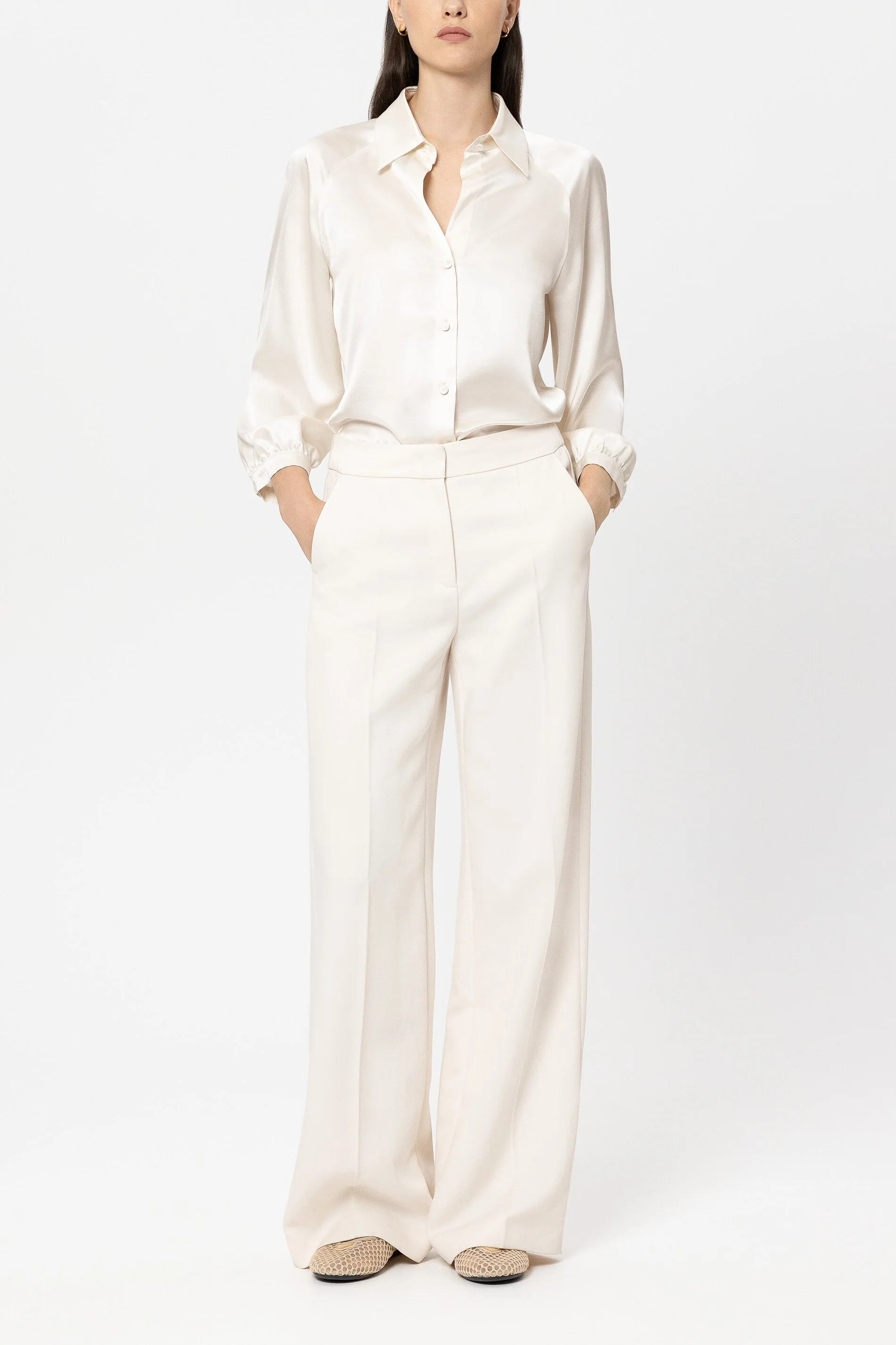 Twill-Wideleg-Pants - cream - Standard