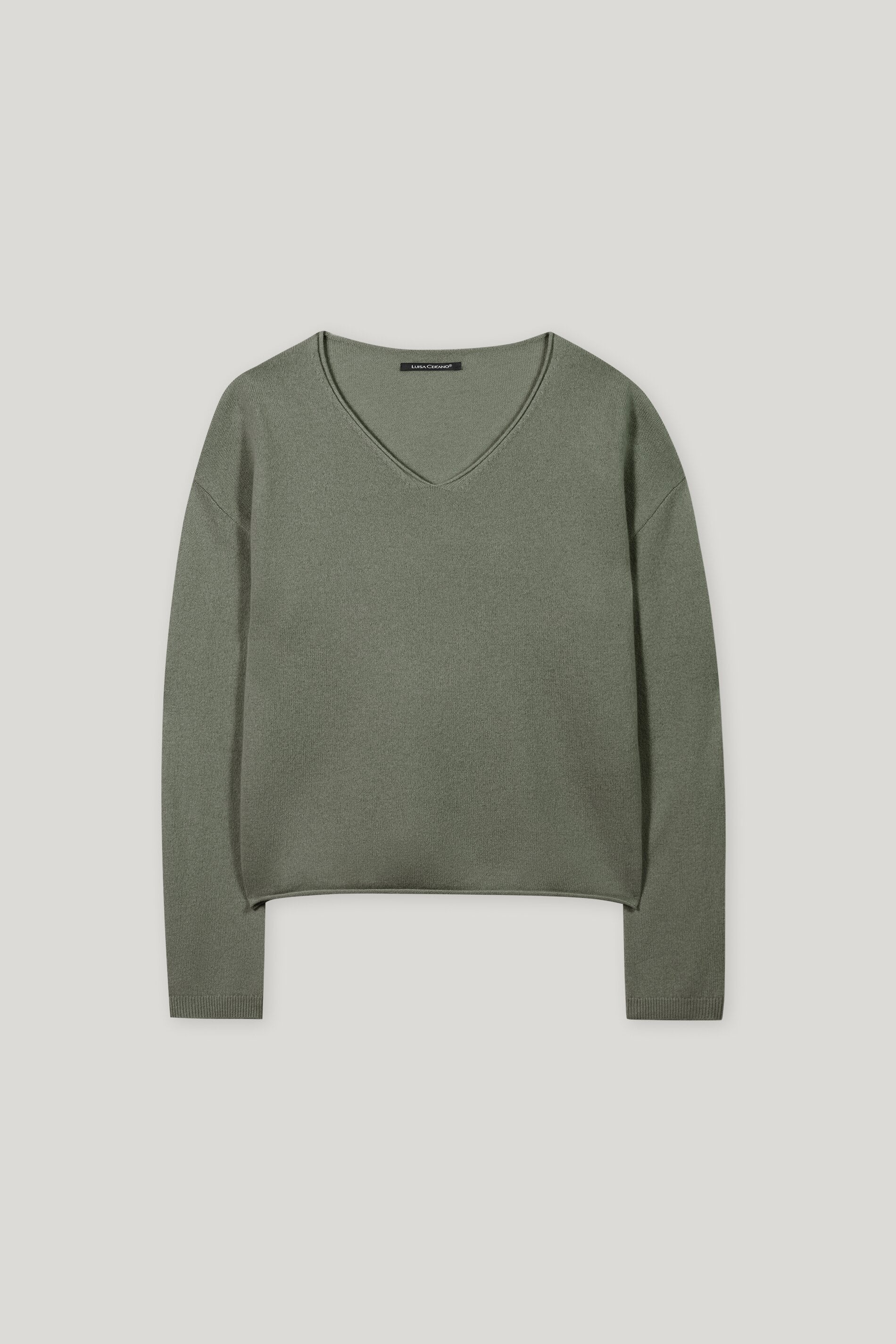 V-Pullover aus Kaschmir-Mix - cool khaki - Standard - Image 5