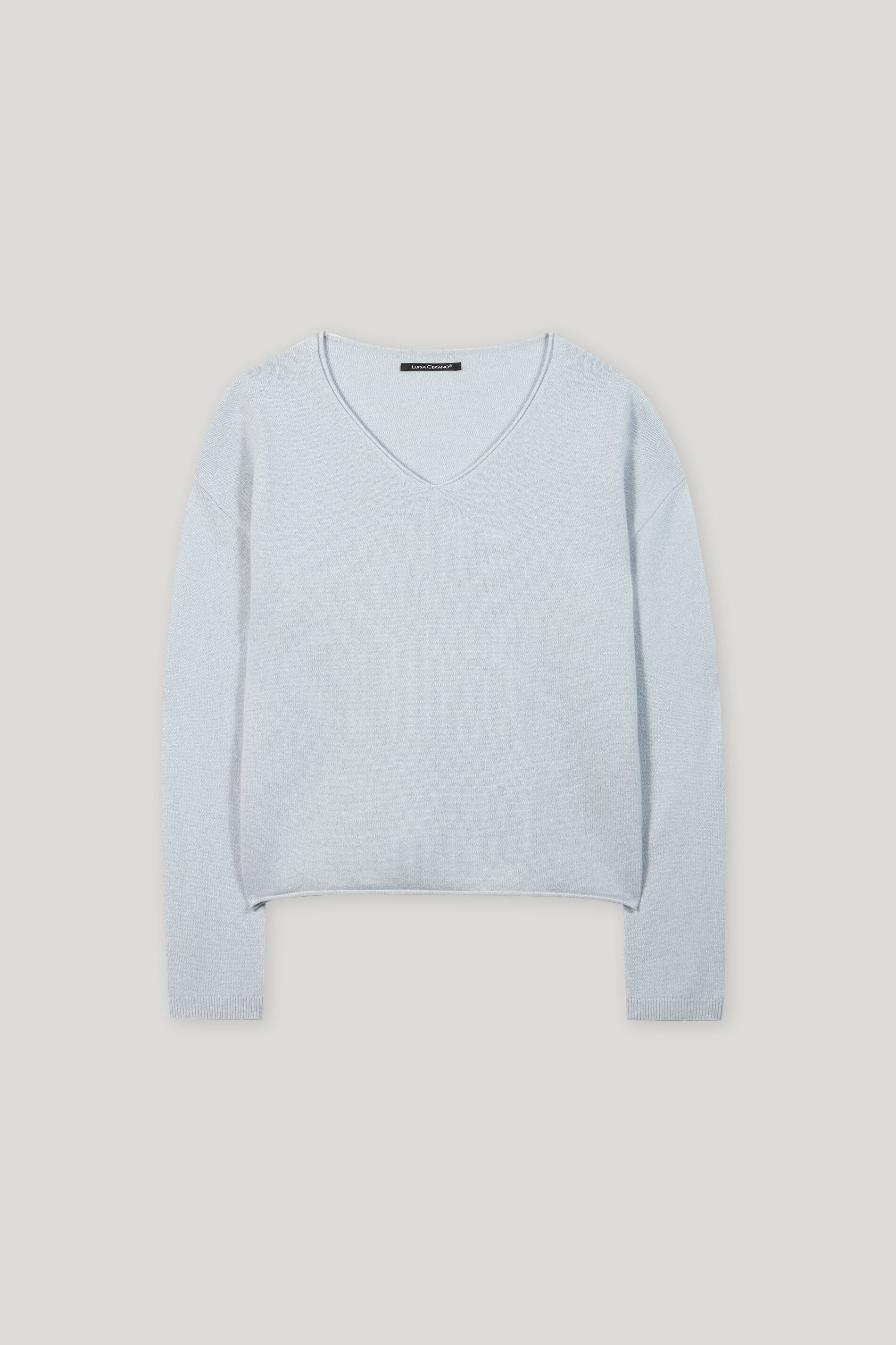 V-Pullover aus Kaschmir-Mix - light blue - Standard - Image 5