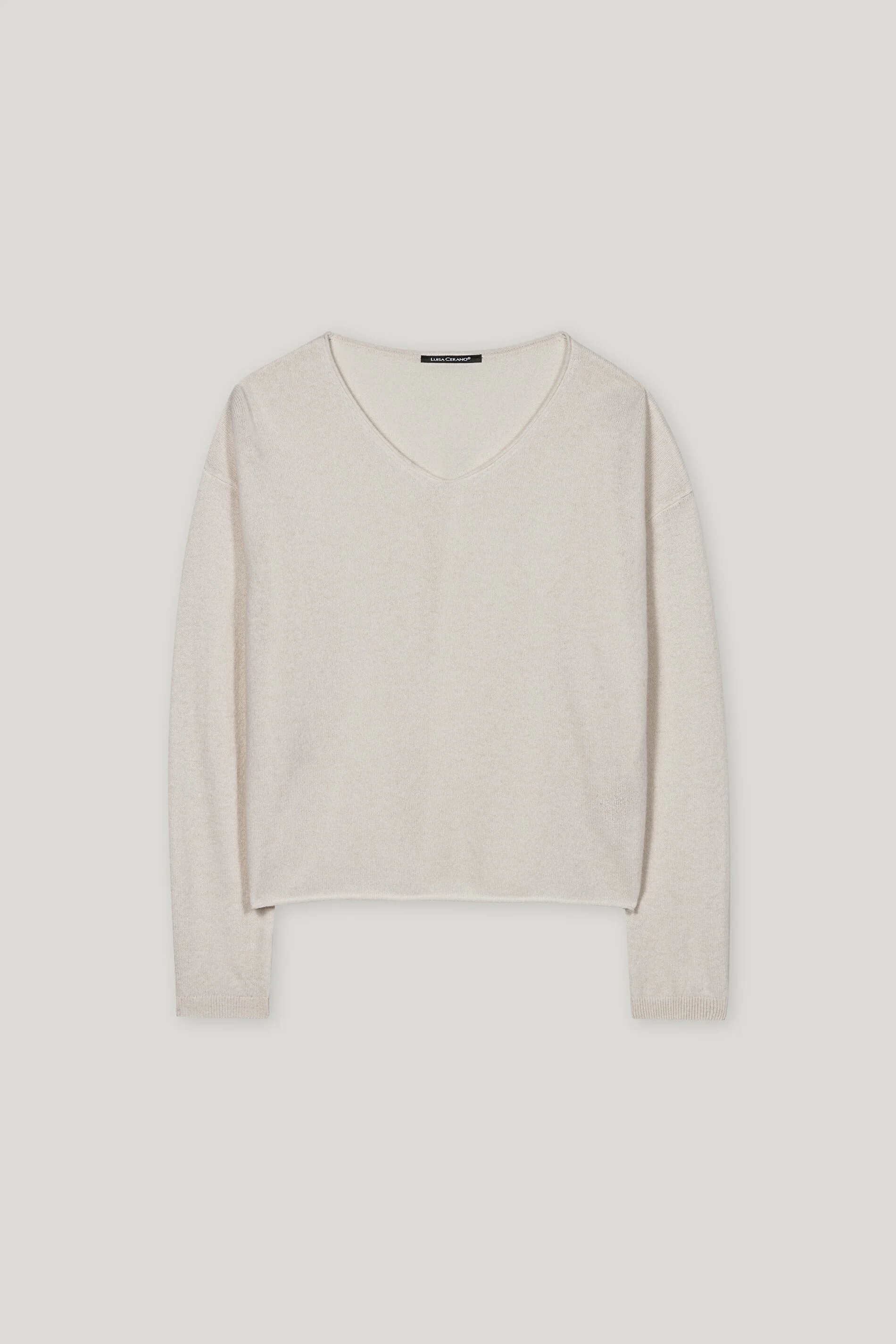 V-Pullover aus Kaschmir-Mix - oyster - Standard - Image 5