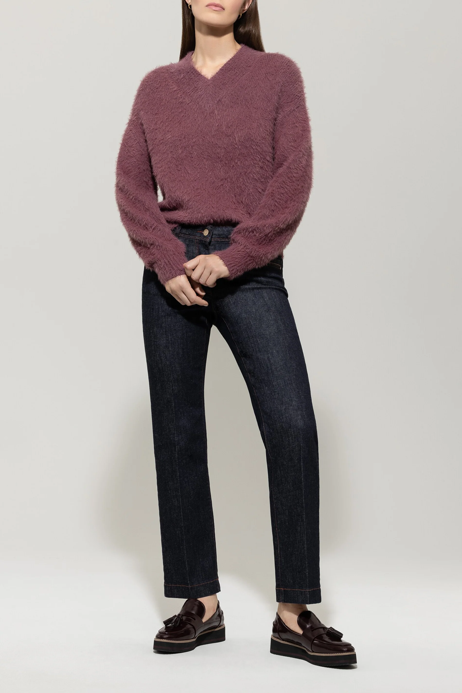 V-Pullover aus Woll-Mix - heather - Standard