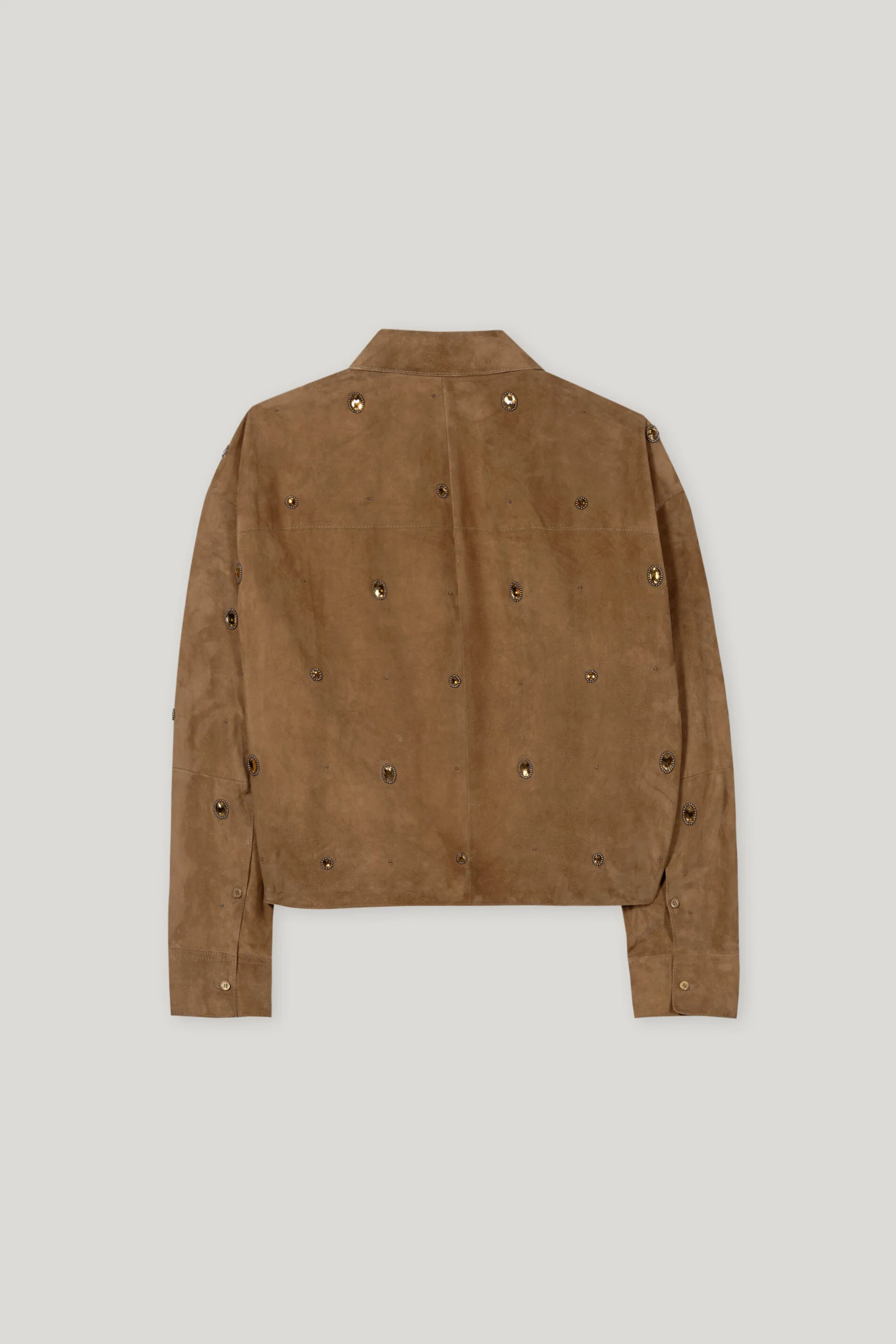 Veloursleder-Hemdjacke - hanf - mit Stickerei / Straß - Image 6