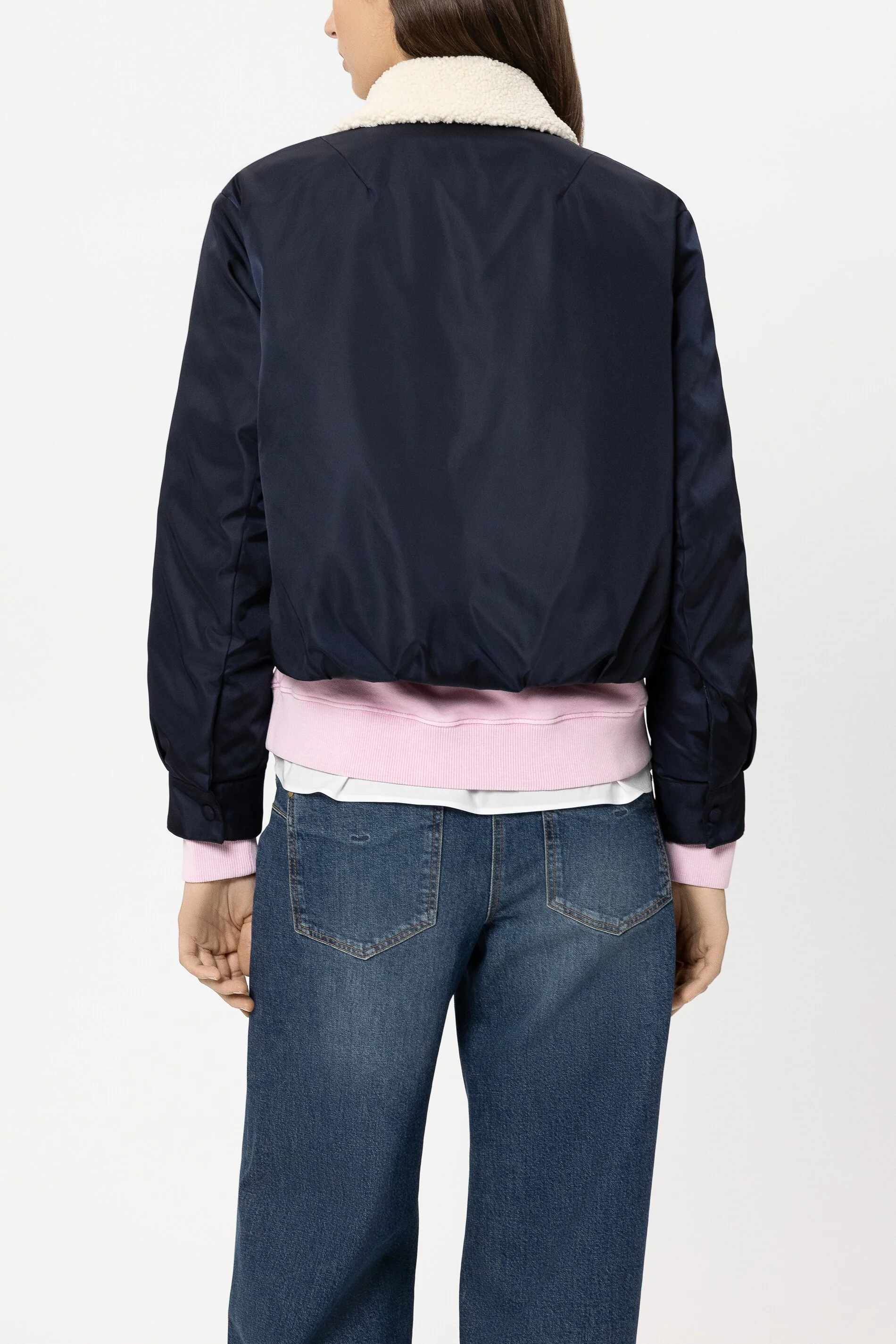 Wendbarer Daunenblouson - navy blue - mit Pelzkragen - Image 3