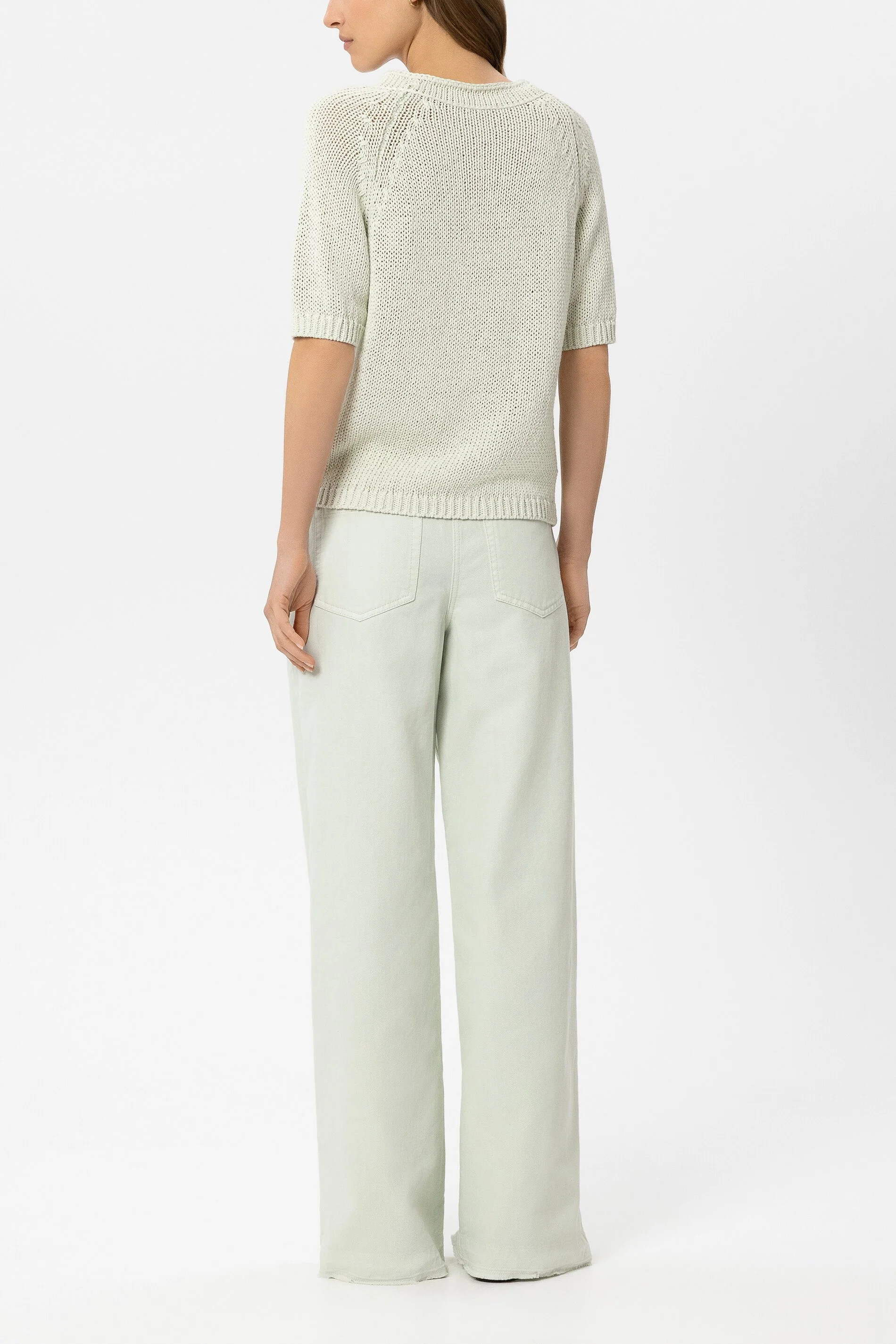 Wideleg-Denim mit Bindegürtel - pistachio - Standard - Image 3