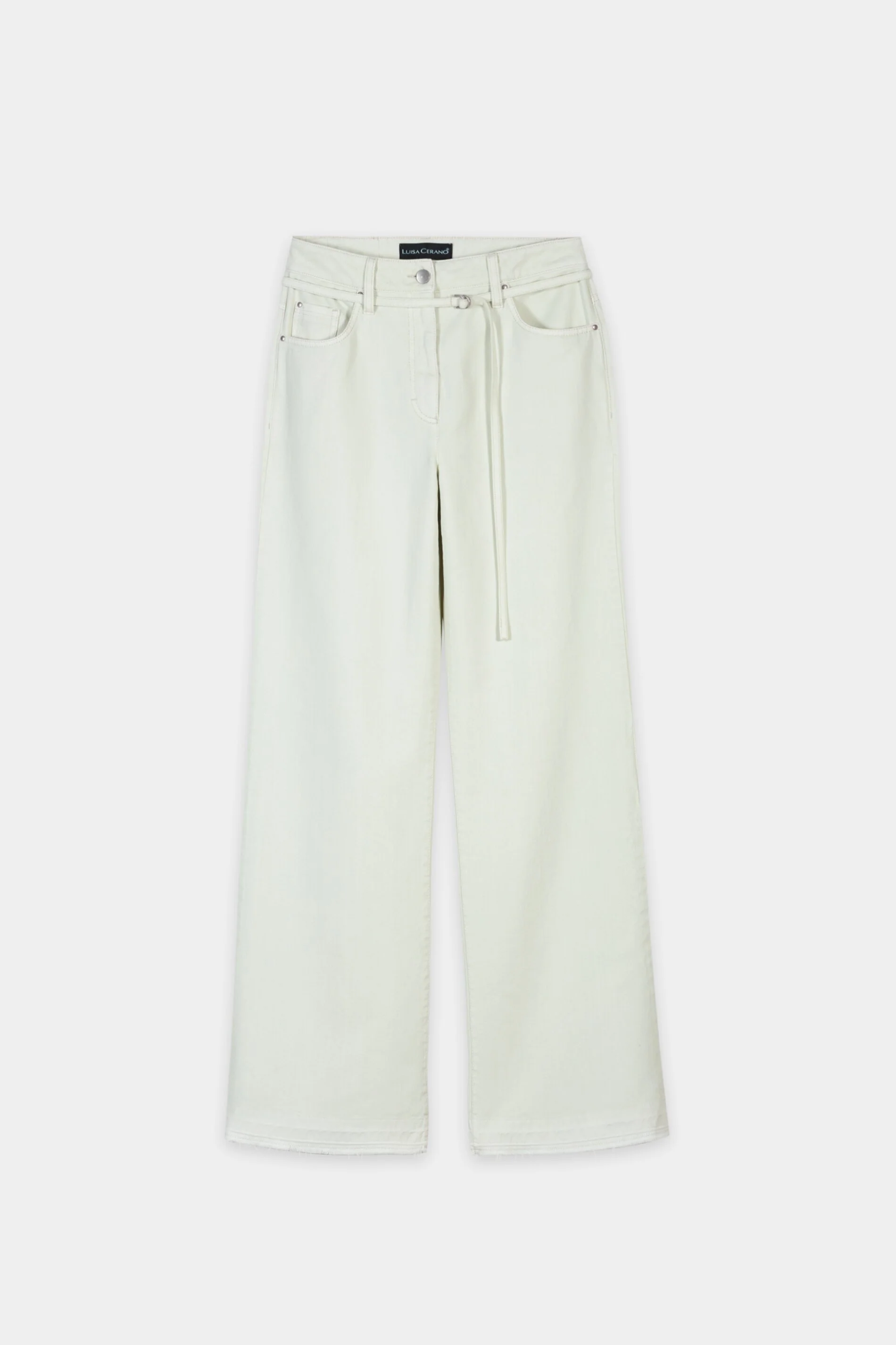 Wideleg-Denim mit Bindegürtel - pistachio - Standard - Image 5