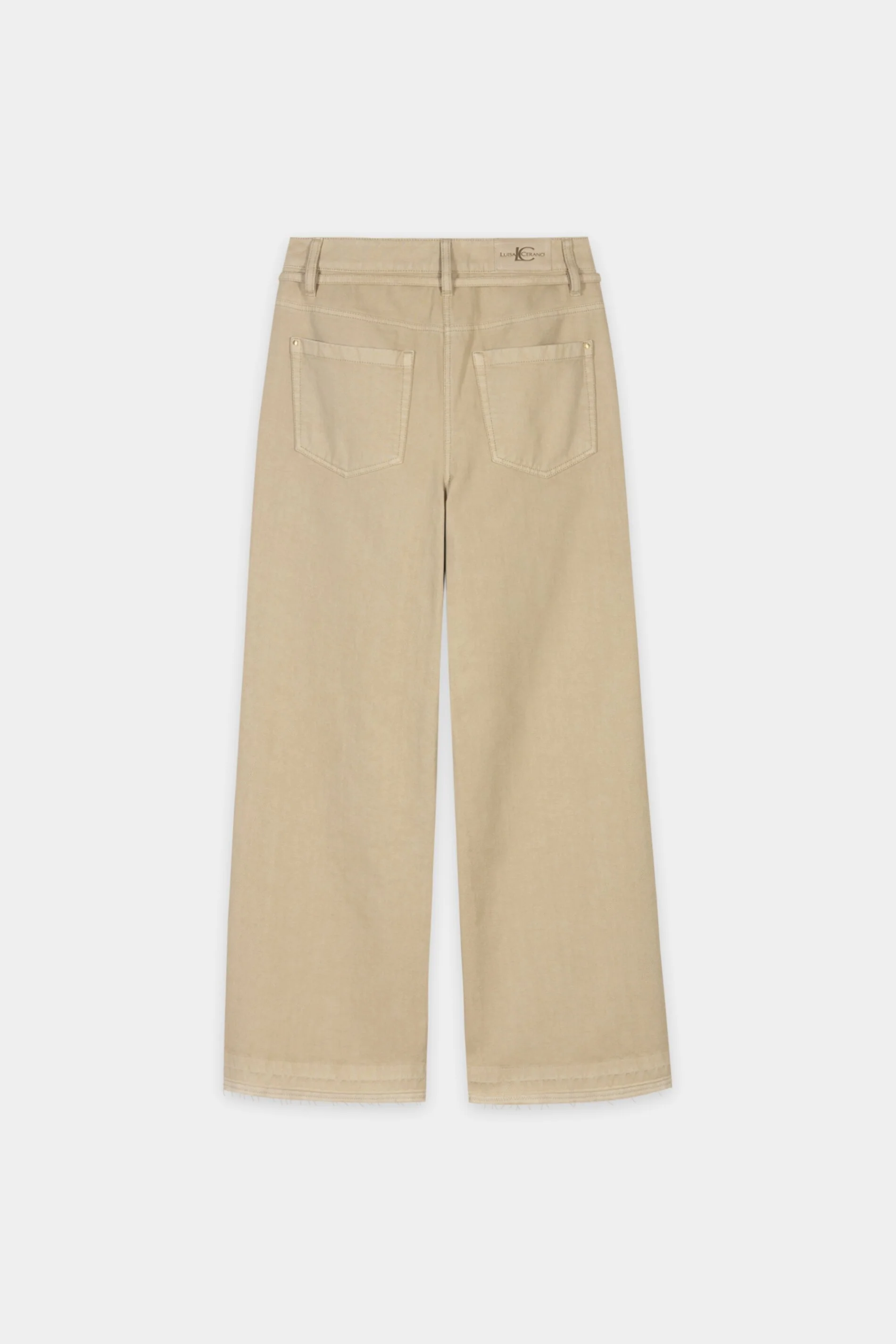Wideleg-Denim mit Bindegürtel - sand - kurze Version - Image 6