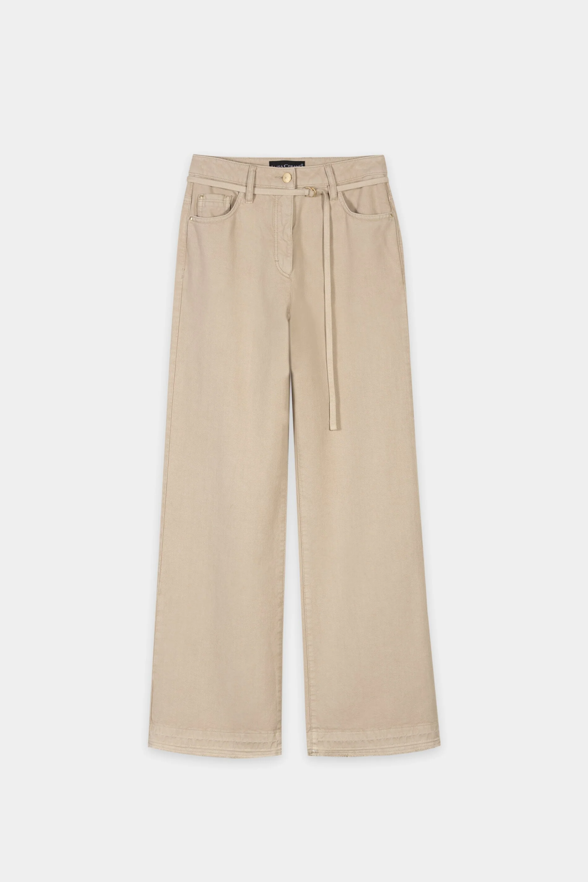 Wideleg-Denim mit Bindegürtel - sand - Standard - Image 5