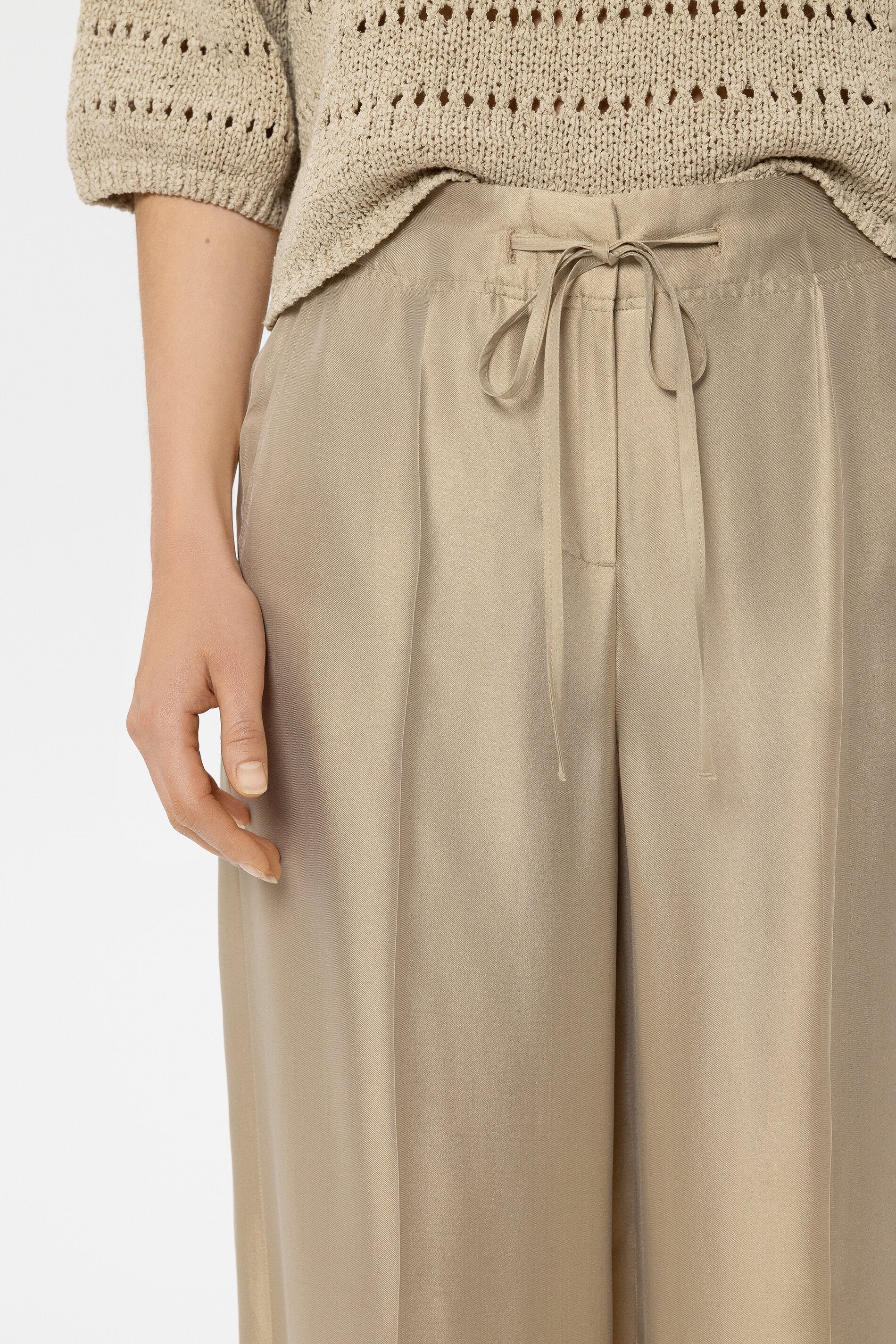 Wideleg-Pants aus Seiden-Mix - sand - Standard - Image 4