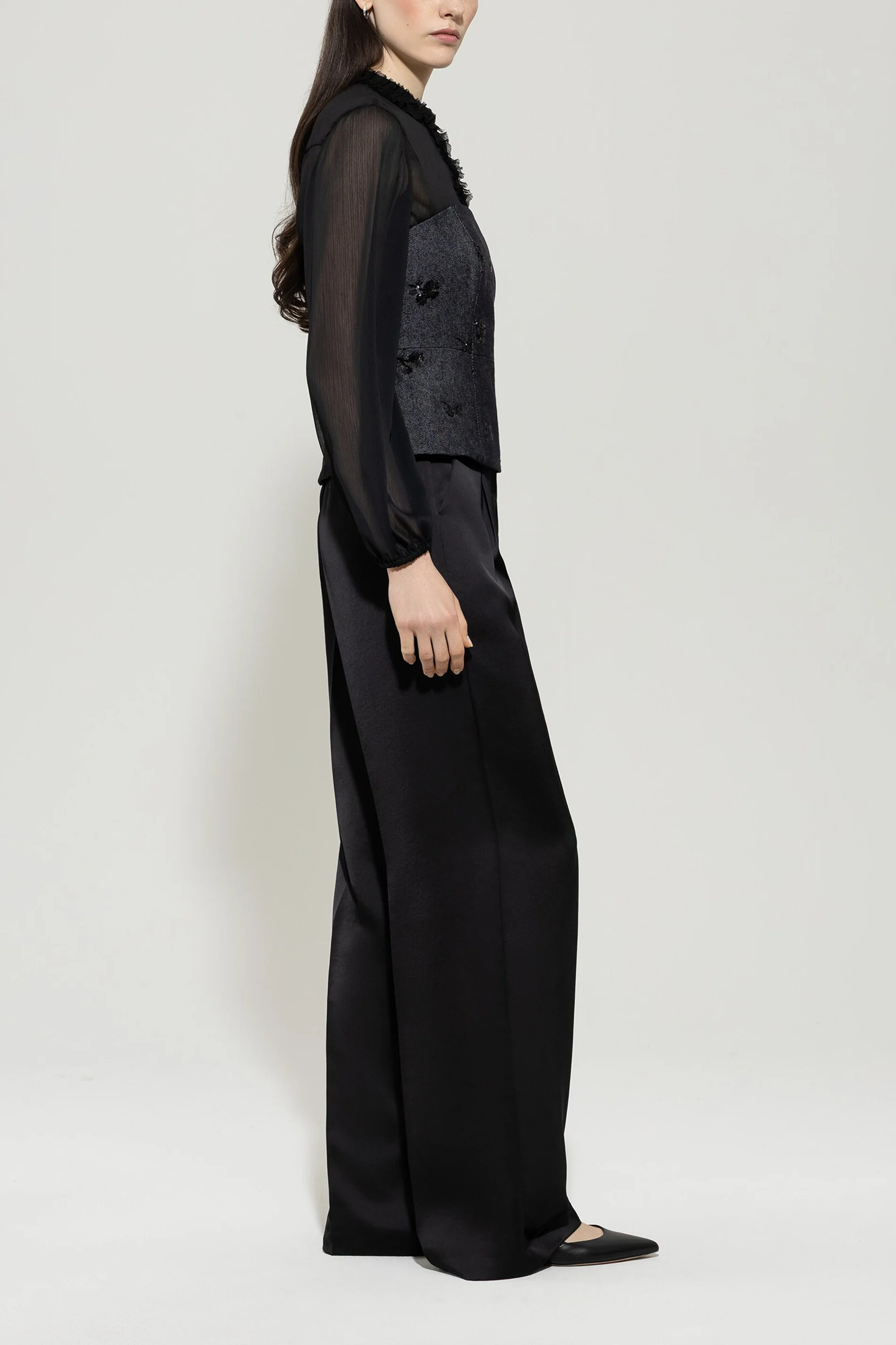 Wideleg-Pants mit Bundfalte - deep black - Standard - Image 2